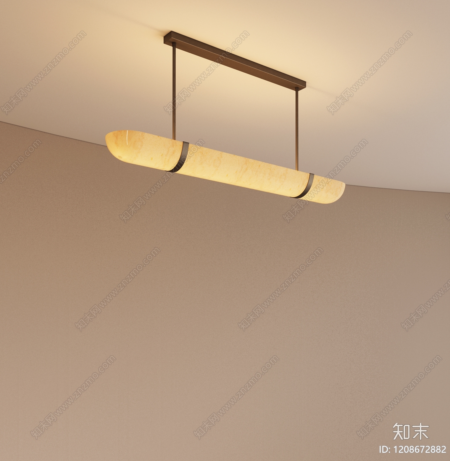 奶油风长条吊灯3D模型下载【ID:1208672882】