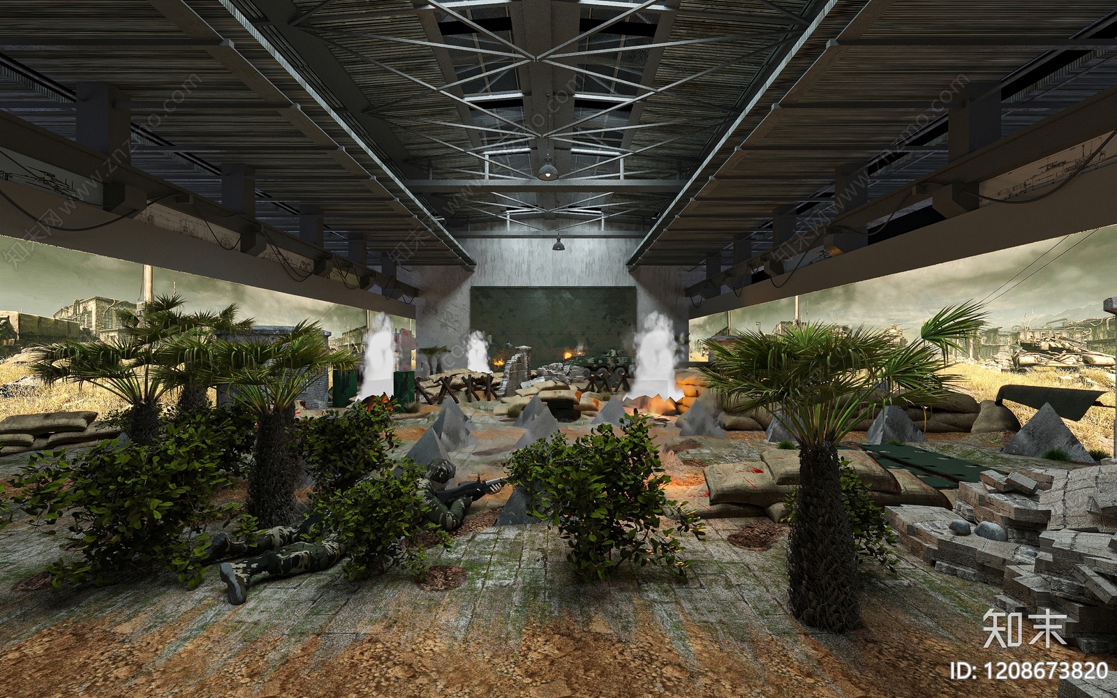 军事主题场景设计展厅3D模型下载【ID:1208673820】