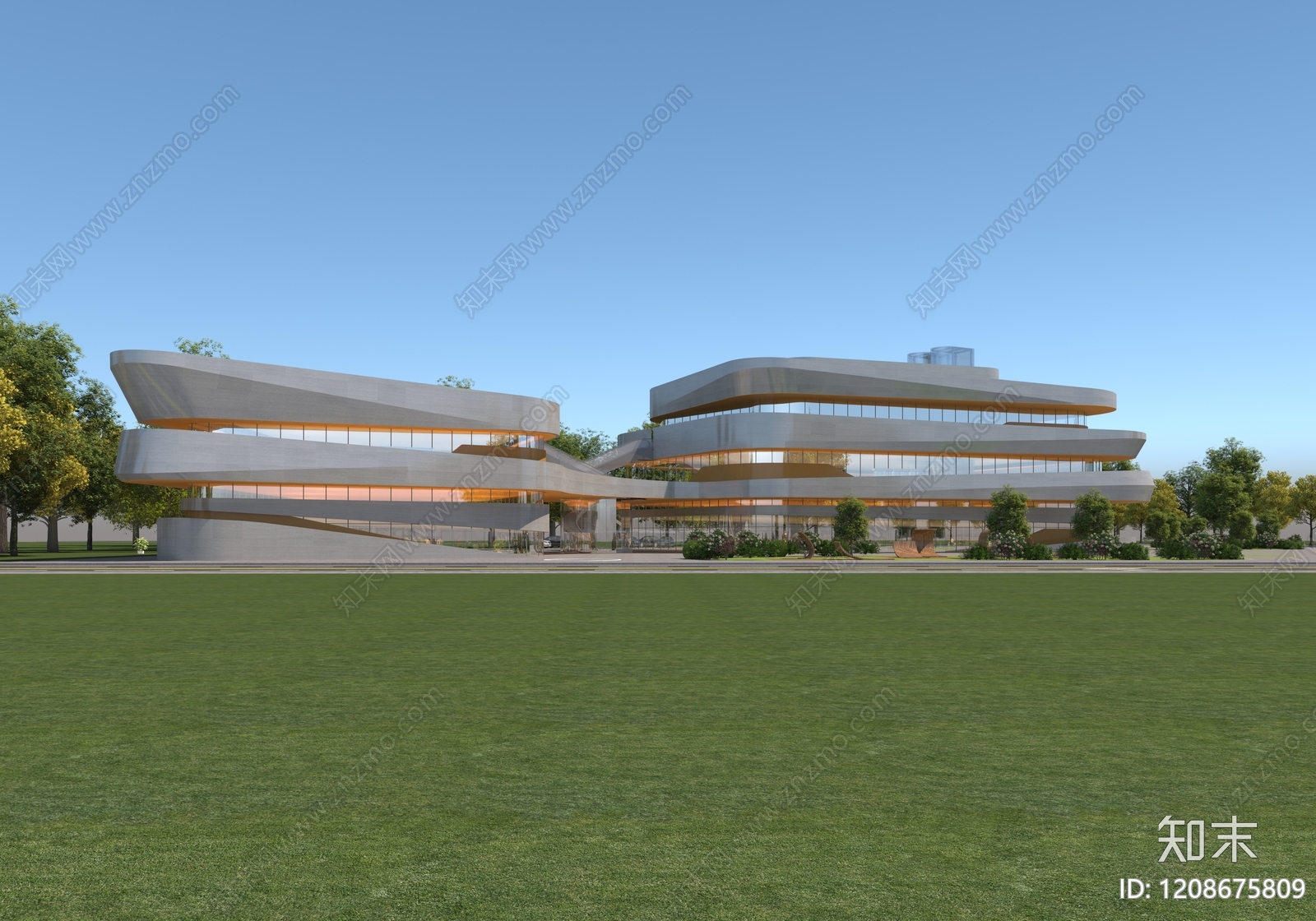 现代主义商场外观3D模型下载【ID:1208675809】