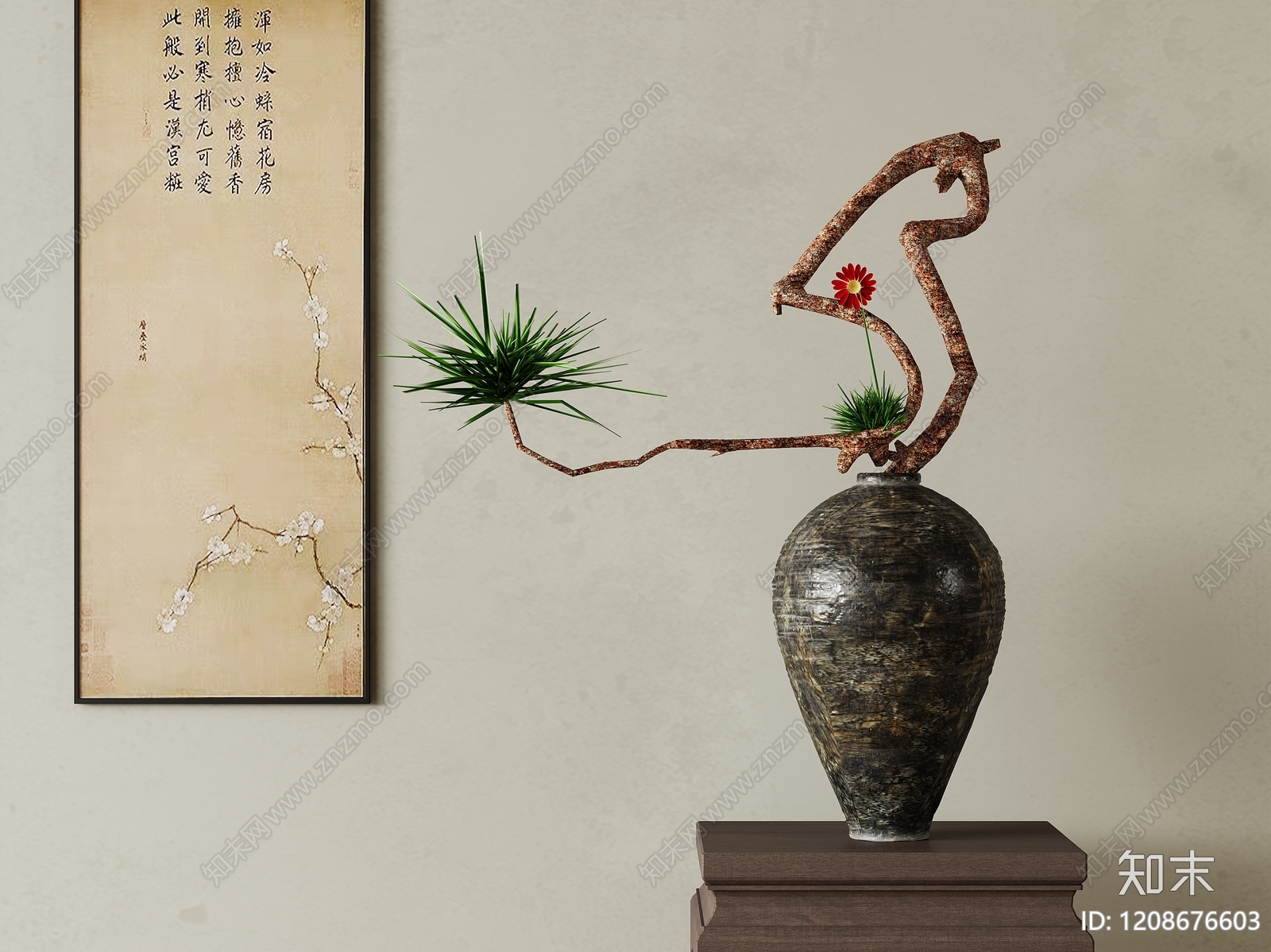新中式花艺3D模型下载【ID:1208676603】