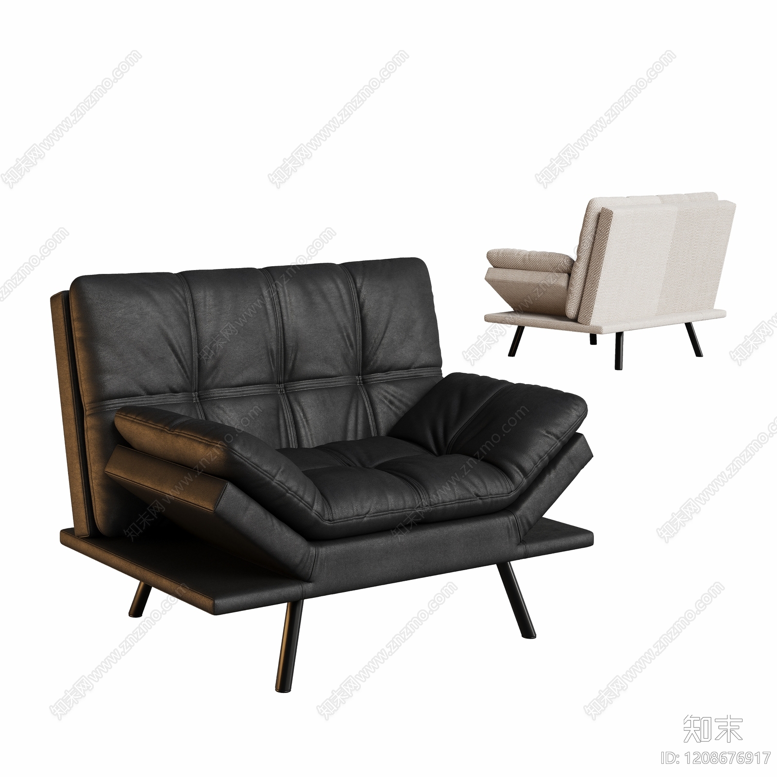 现代简约单人沙发3D模型下载【ID:1208676917】
