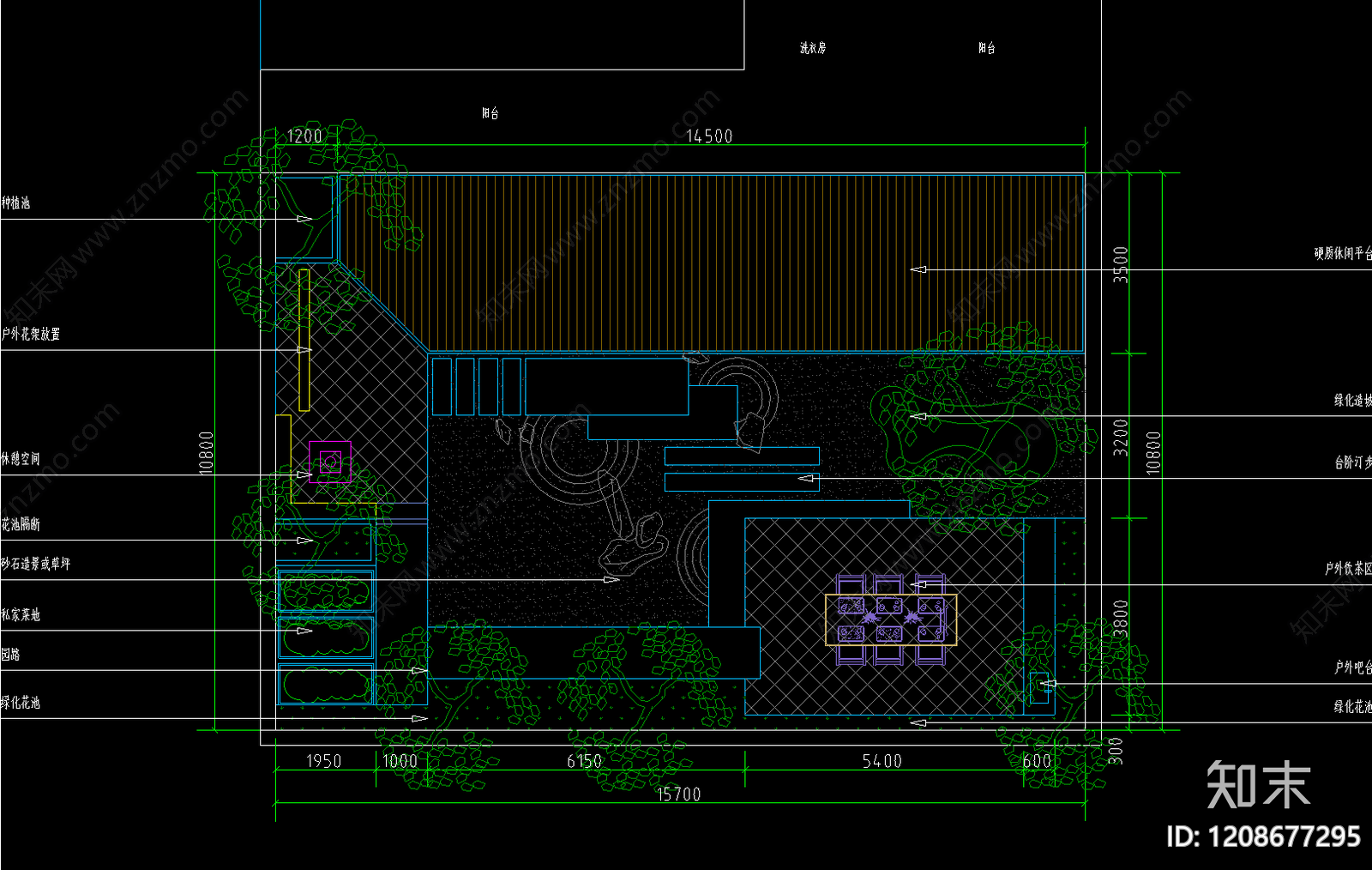 现代日式庭院施工图下载【ID:1208677295】