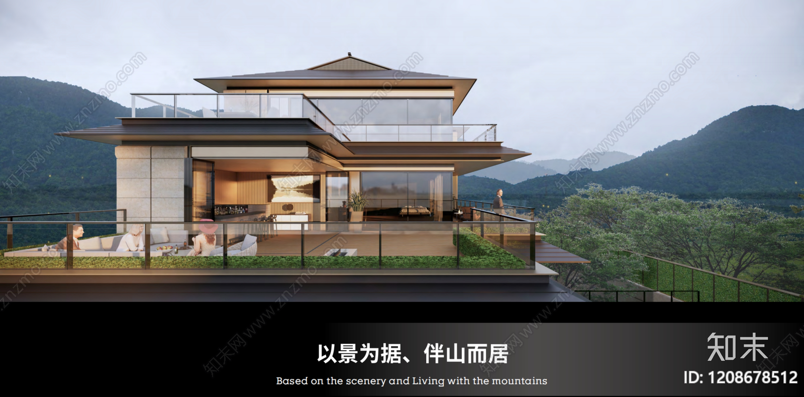 新中式别墅建筑下载【ID:1208678512】