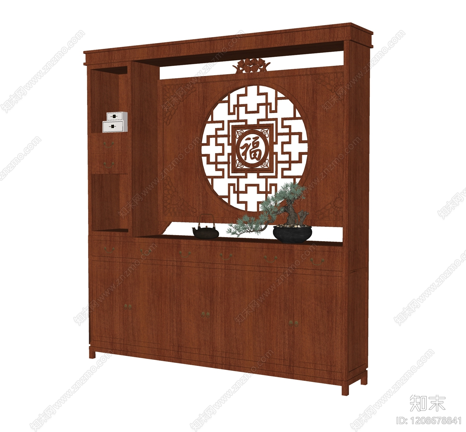 新中式中式玄关柜SU模型下载【ID:1208678841】