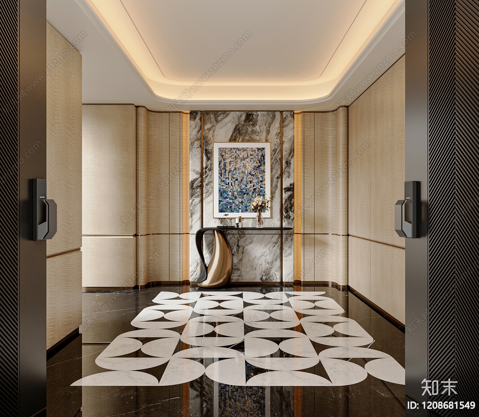 现代轻奢玄关3D模型下载【ID:1208681549】