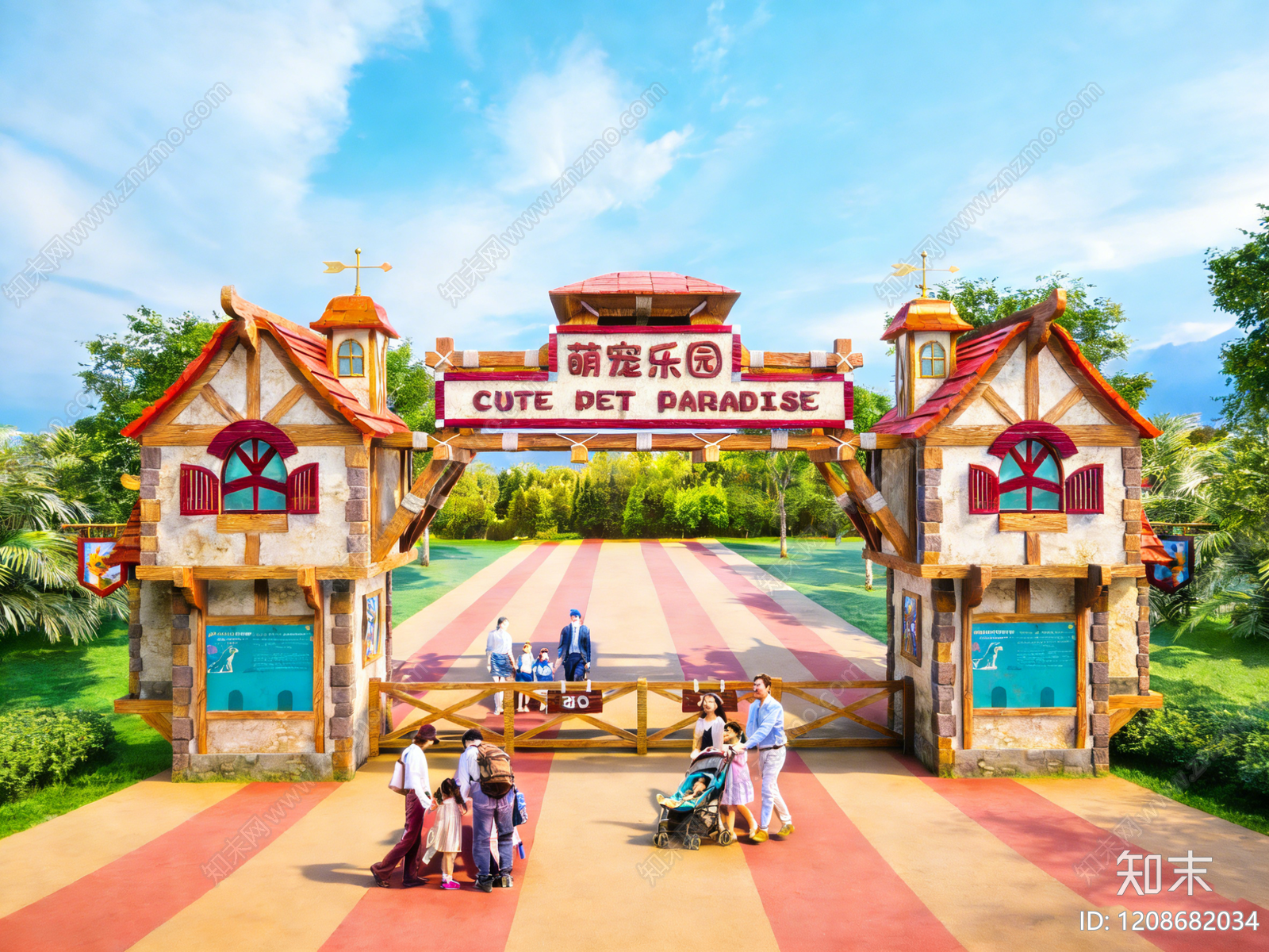 原木复古入口大门SU模型下载【ID:1208682034】