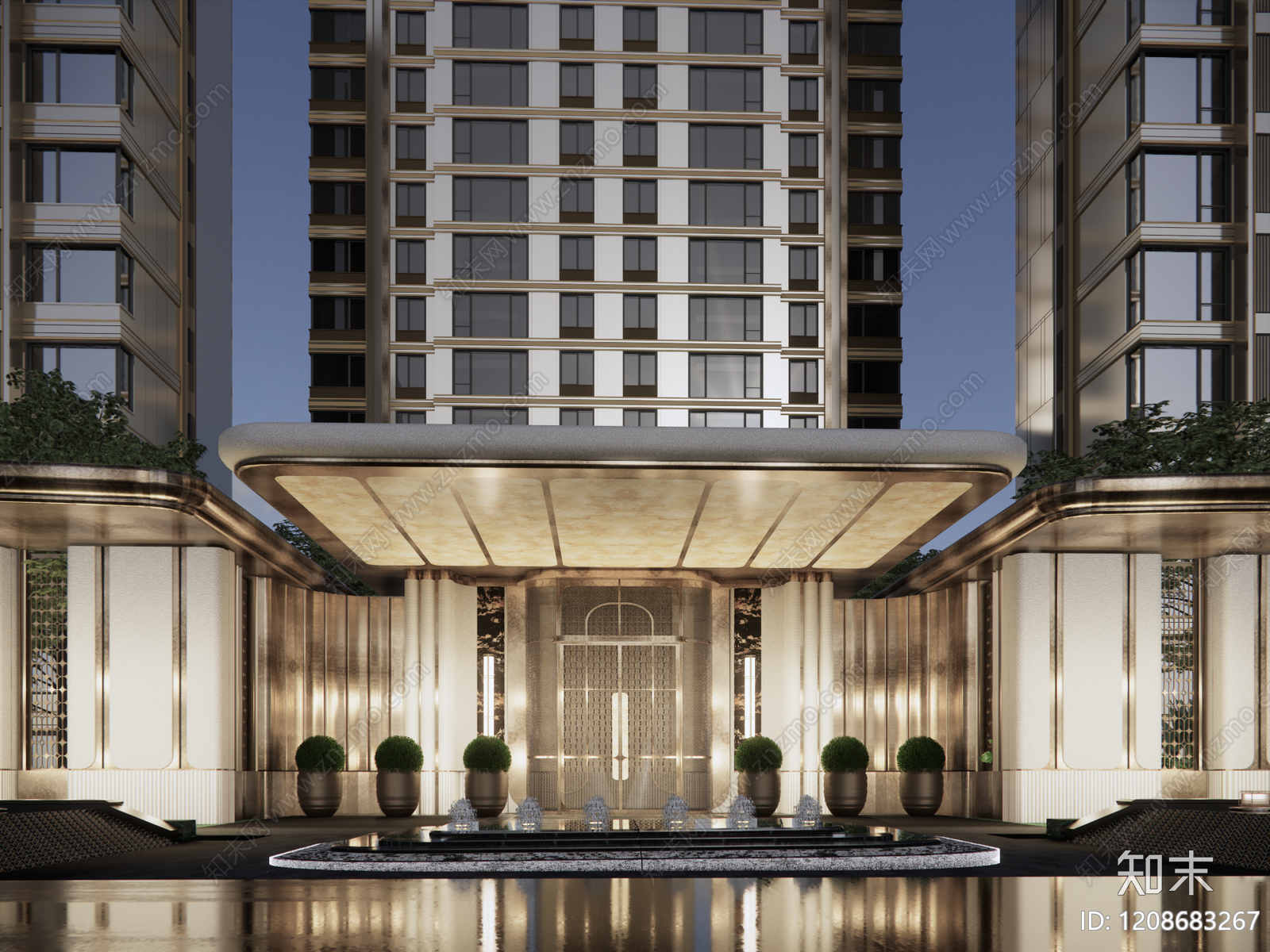 现代轻奢小区建筑SU模型下载【ID:1208683267】