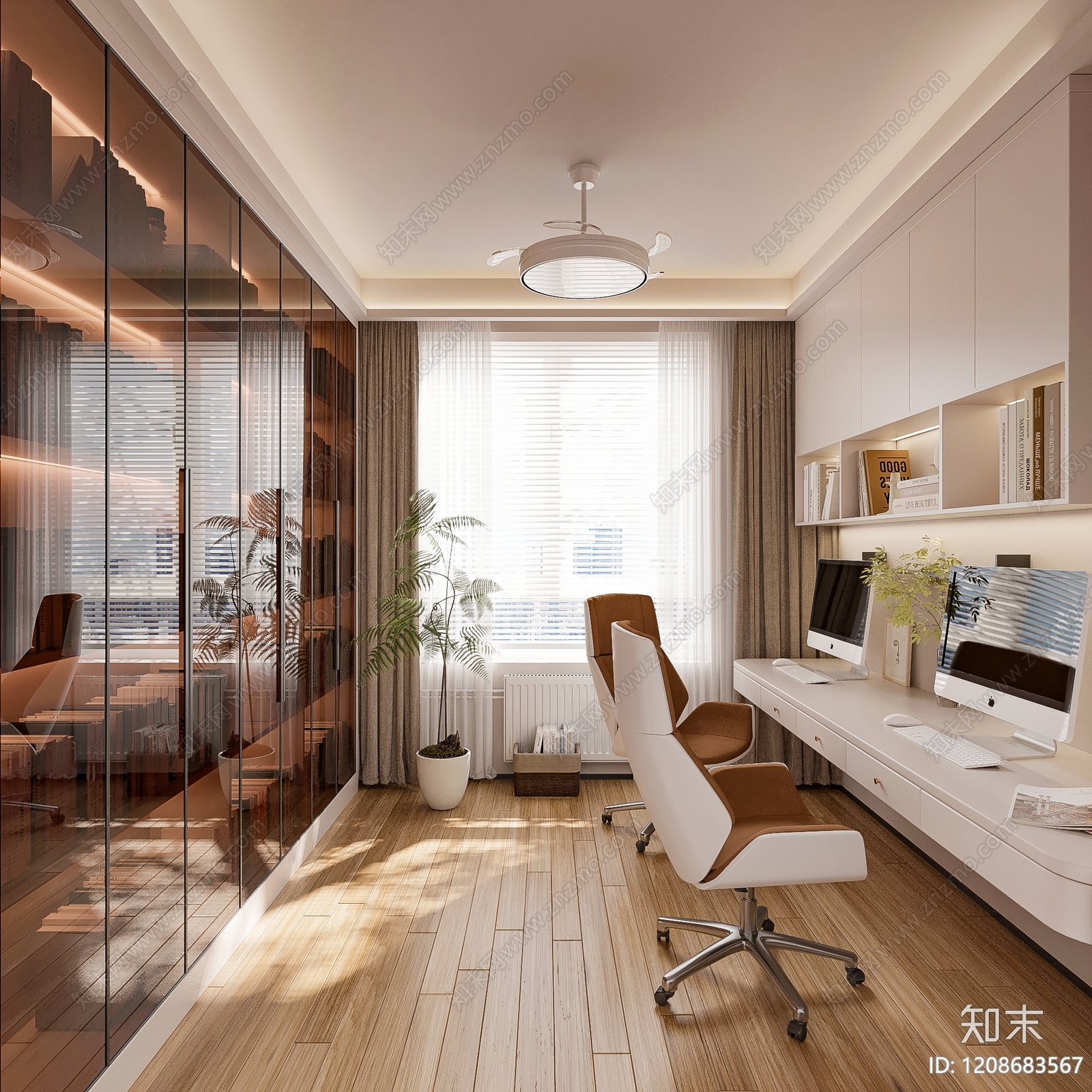 现代书房SU模型下载【ID:1208683567】