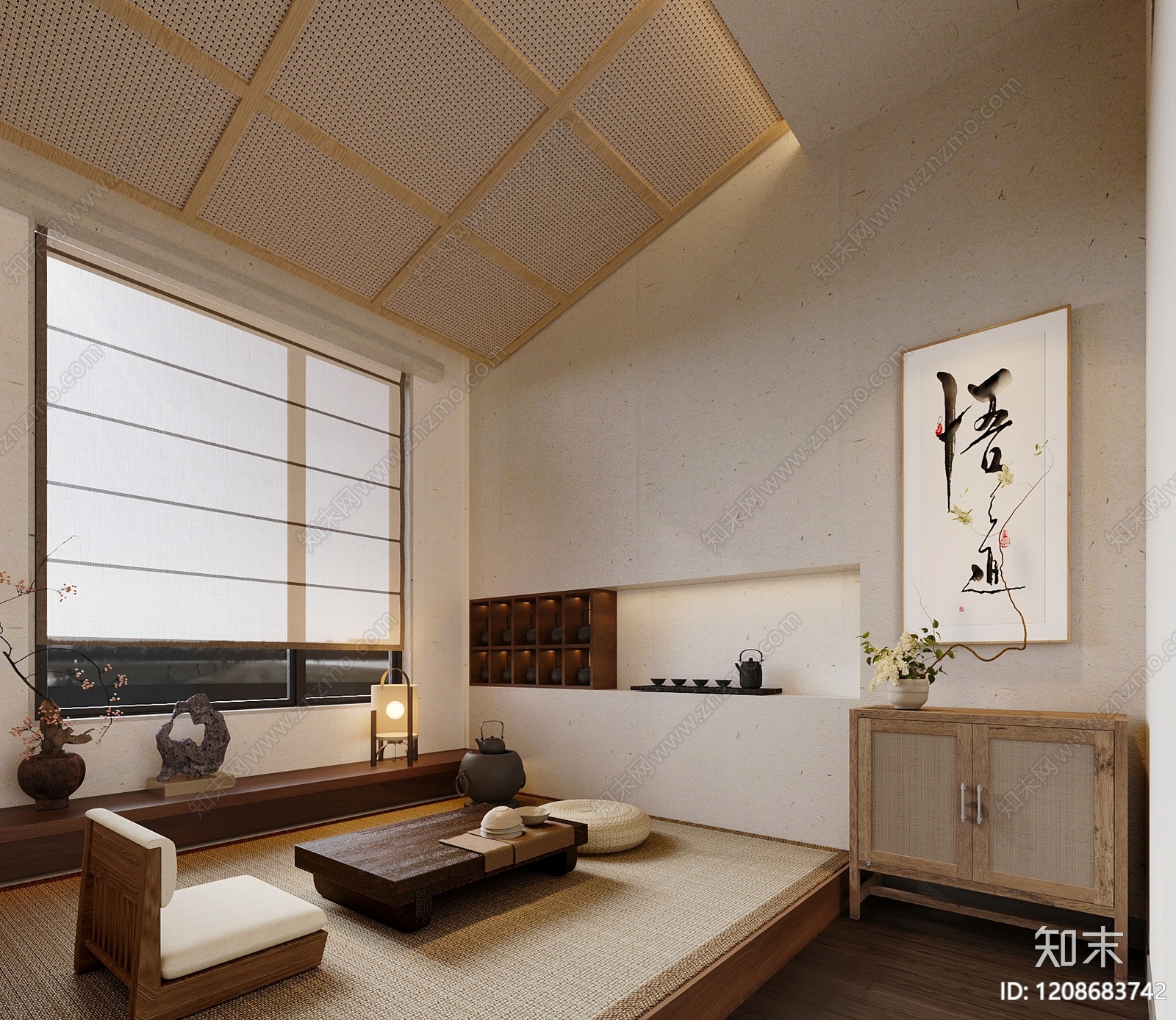 日式禅意茶室3D模型下载【ID:1208683742】