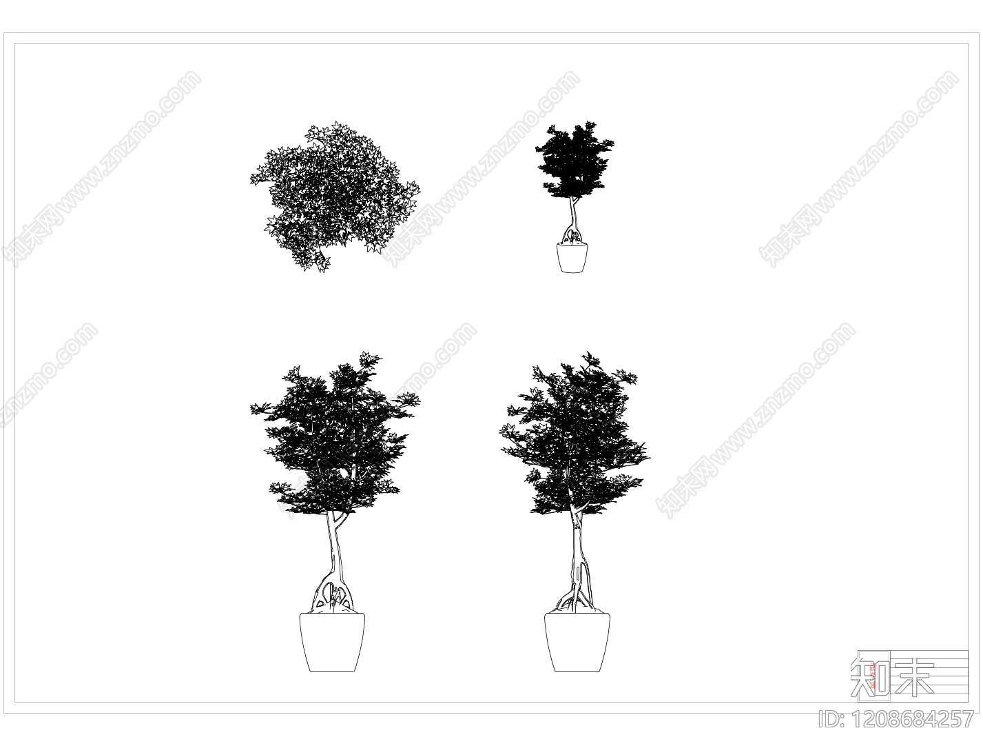 现代绿植cad施工图下载【ID:1208684257】