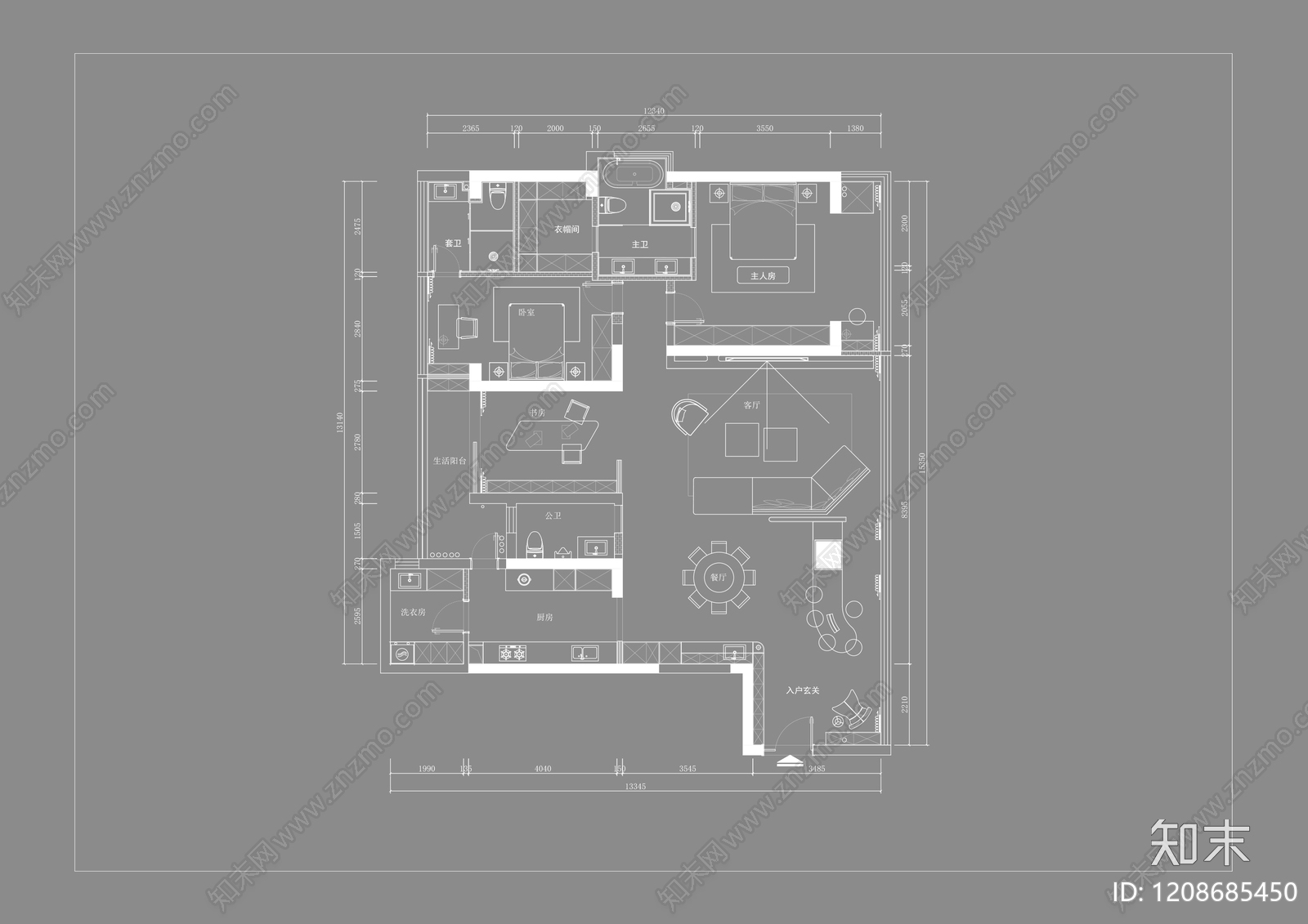 大平层cad施工图下载【ID:1208685450】