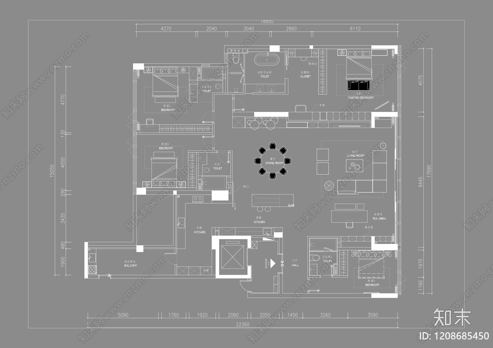大平层cad施工图下载【ID:1208685450】