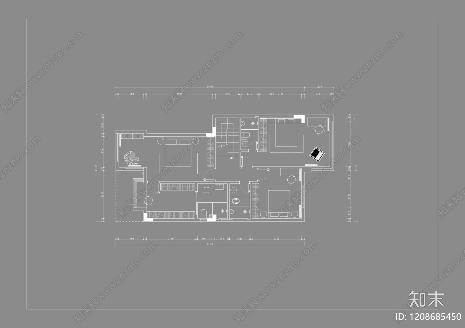 大平层cad施工图下载【ID:1208685450】