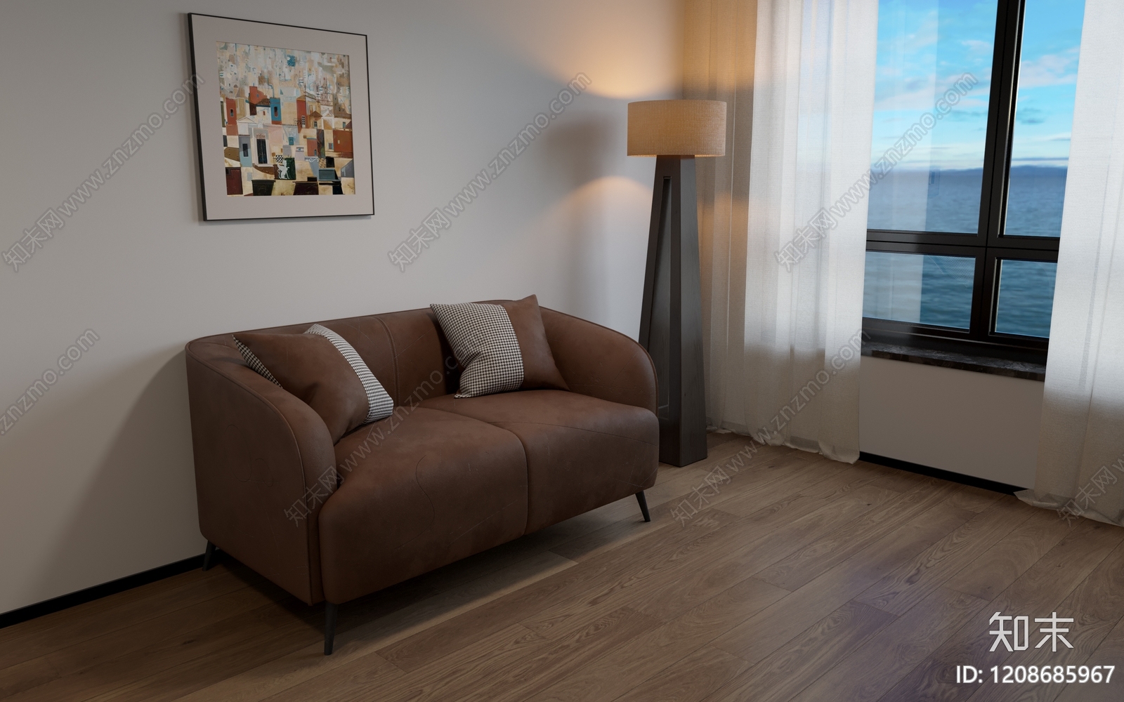 现代简约双人沙发3D模型下载【ID:1208685967】