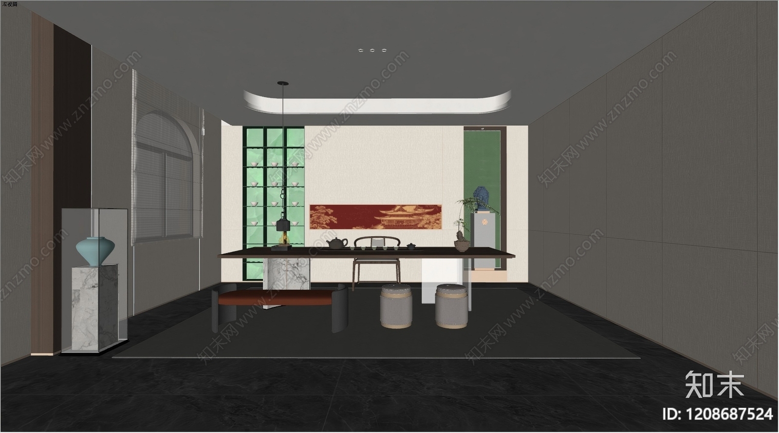 新中式会所SU模型下载【ID:1208687524】