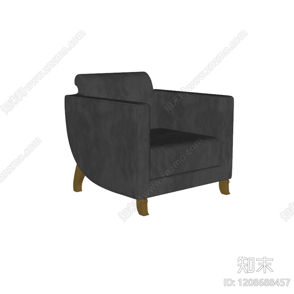 现代复古单人沙发SU模型下载【ID:1208688457】