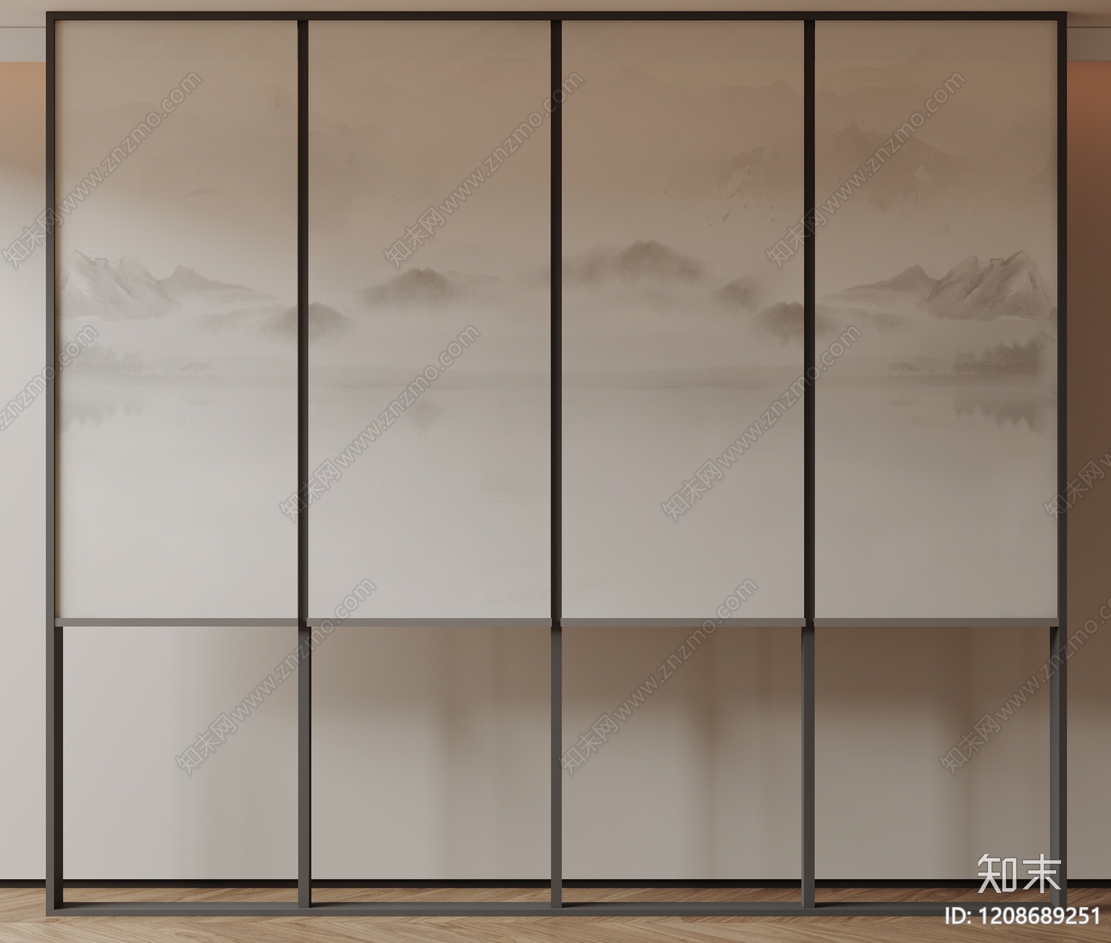 新中式百叶帘3D模型下载【ID:1208689251】