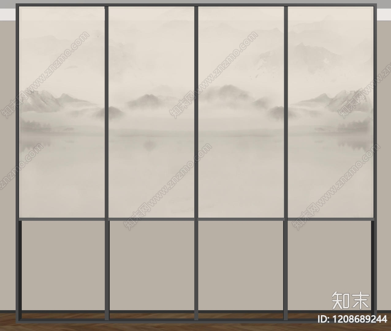 新中式中式窗帘SU模型下载【ID:1208689244】