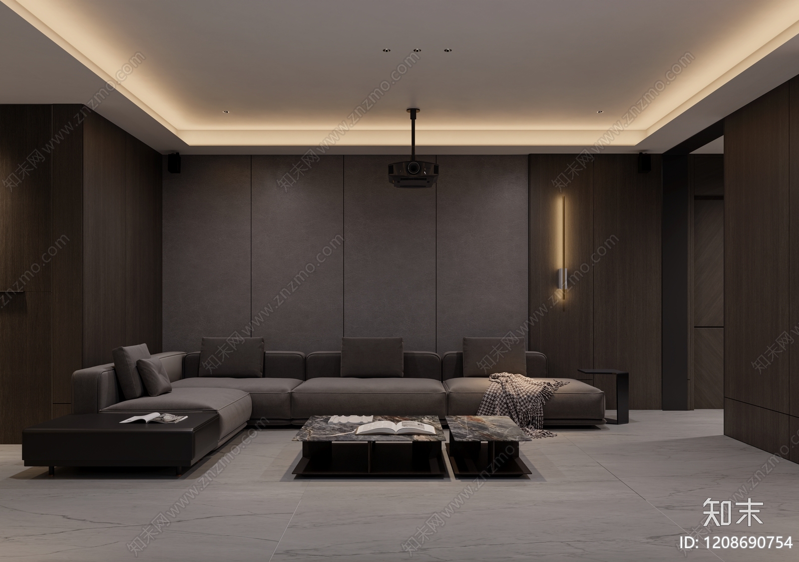 现代极简影音室3D模型下载【ID:1208690754】