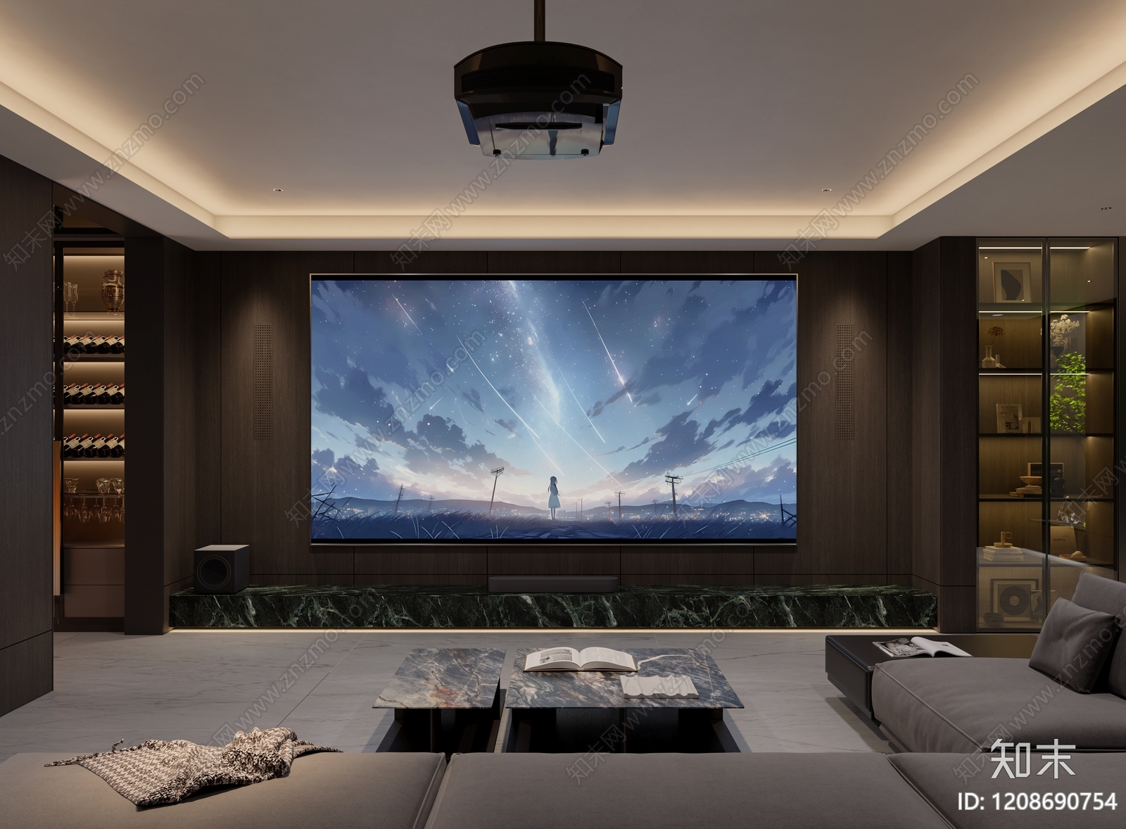 现代极简影音室3D模型下载【ID:1208690754】