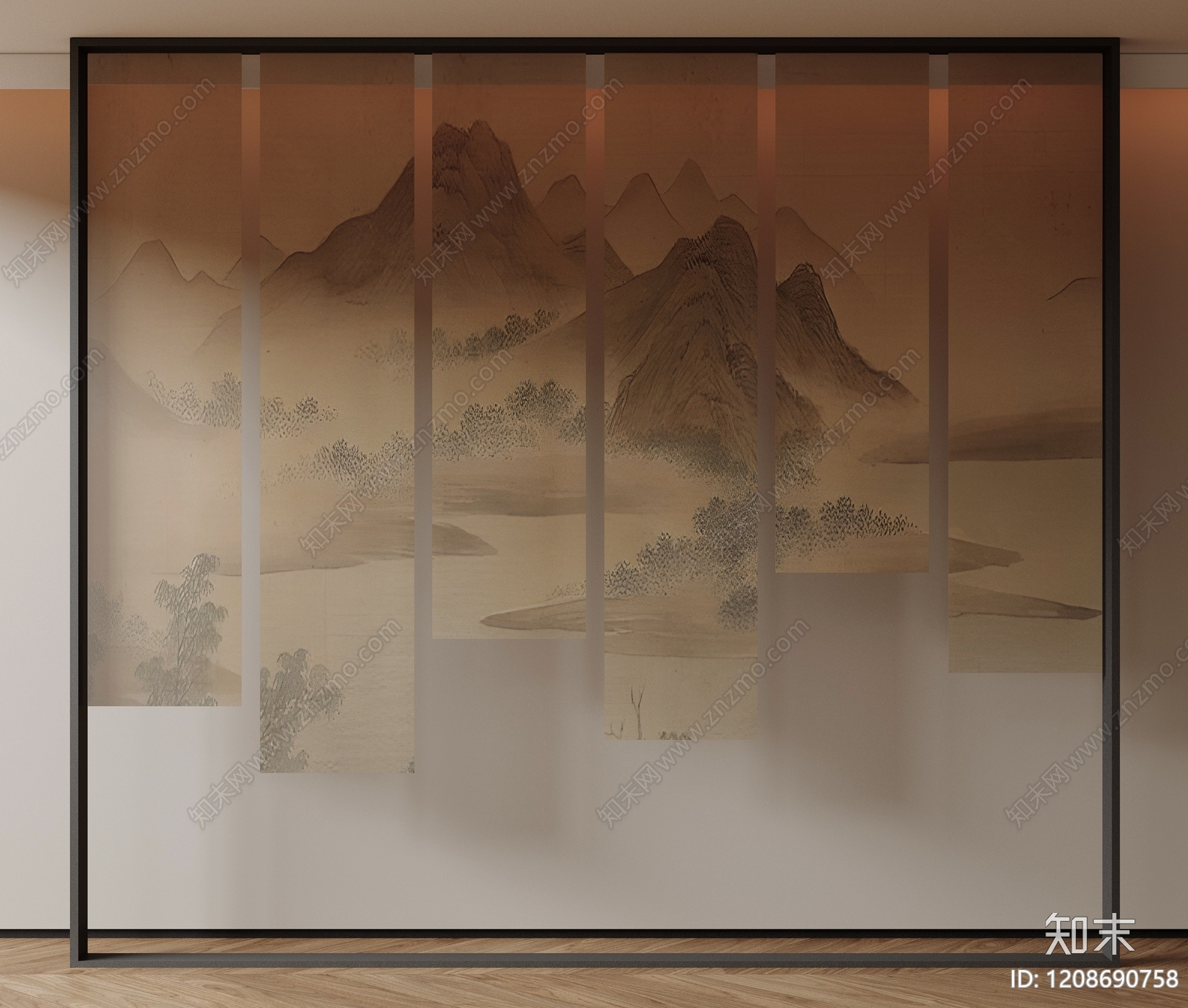 新中式百叶帘3D模型下载【ID:1208690758】