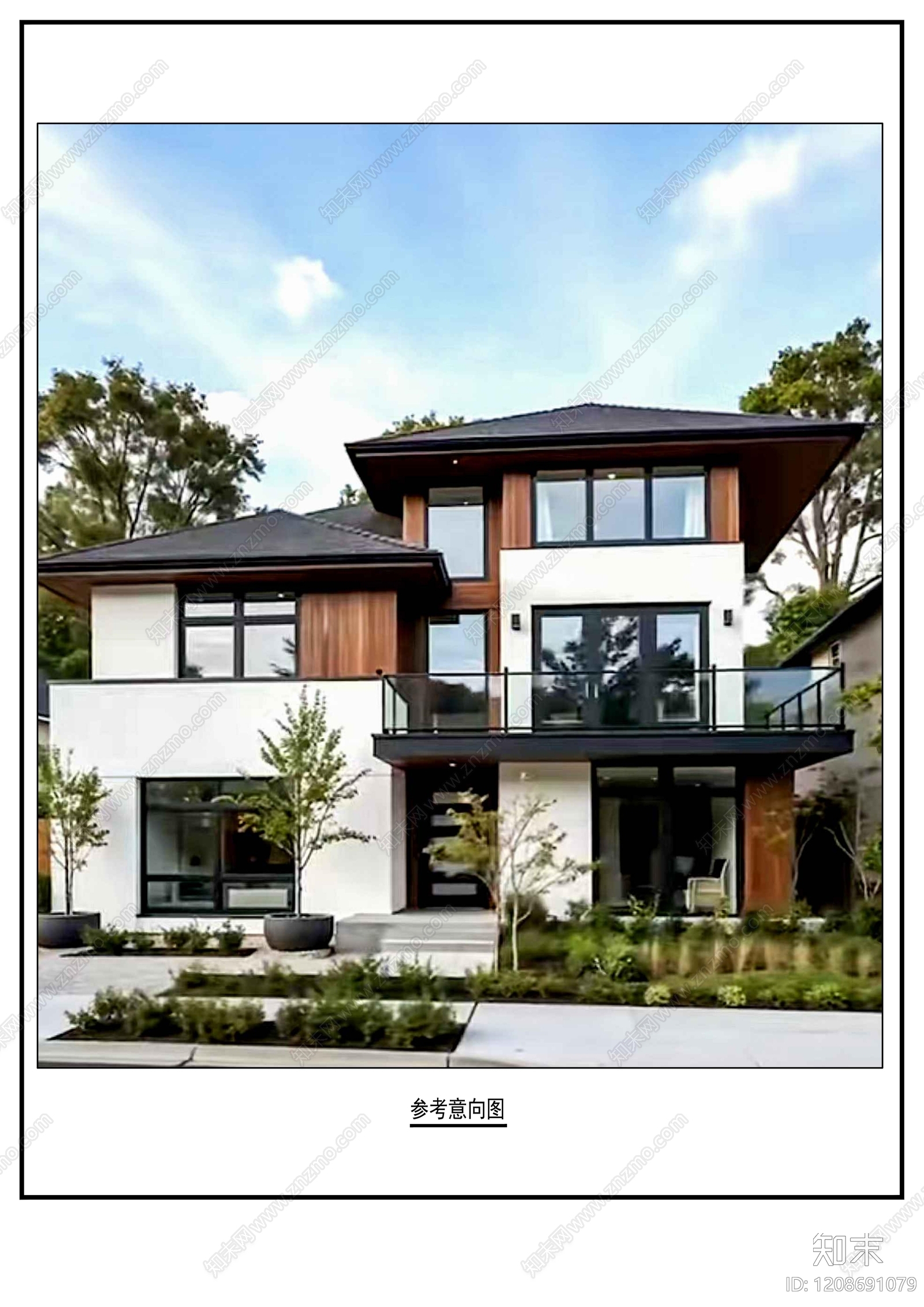 现代新中式别墅建筑施工图下载【ID:1208691079】