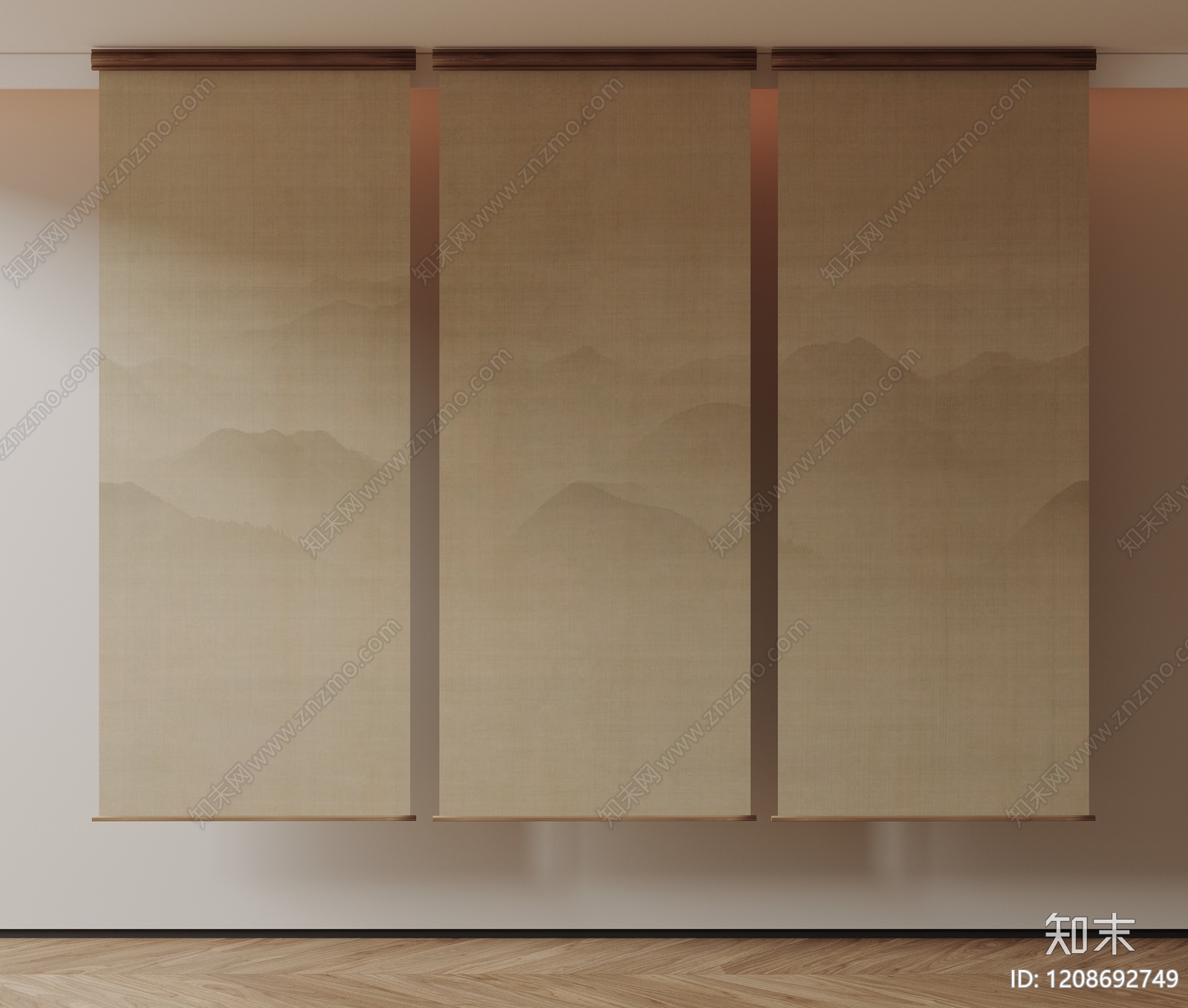 新中式中式窗帘SU模型下载【ID:1208692749】