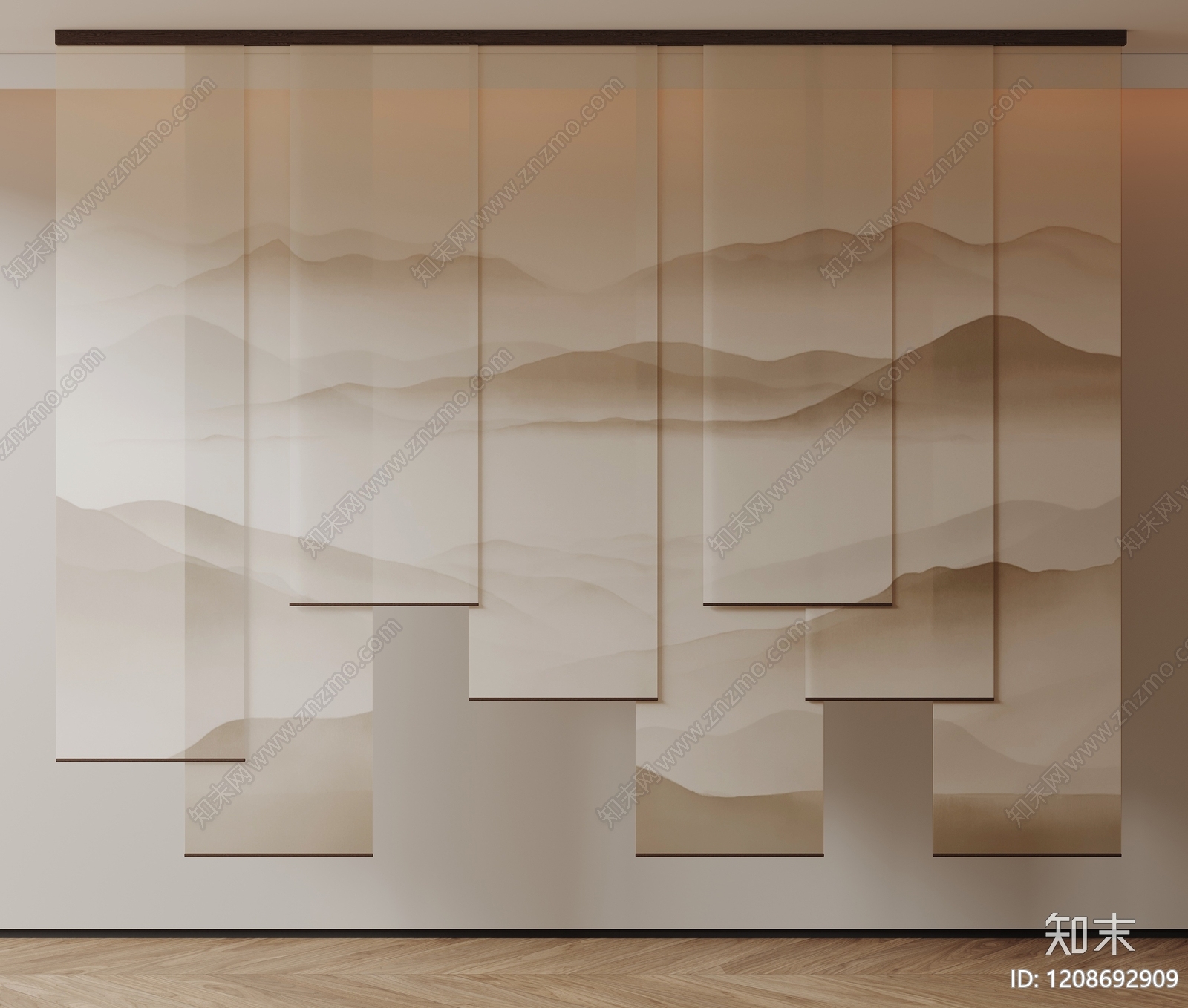 新中式中式窗帘SU模型下载【ID:1208692909】