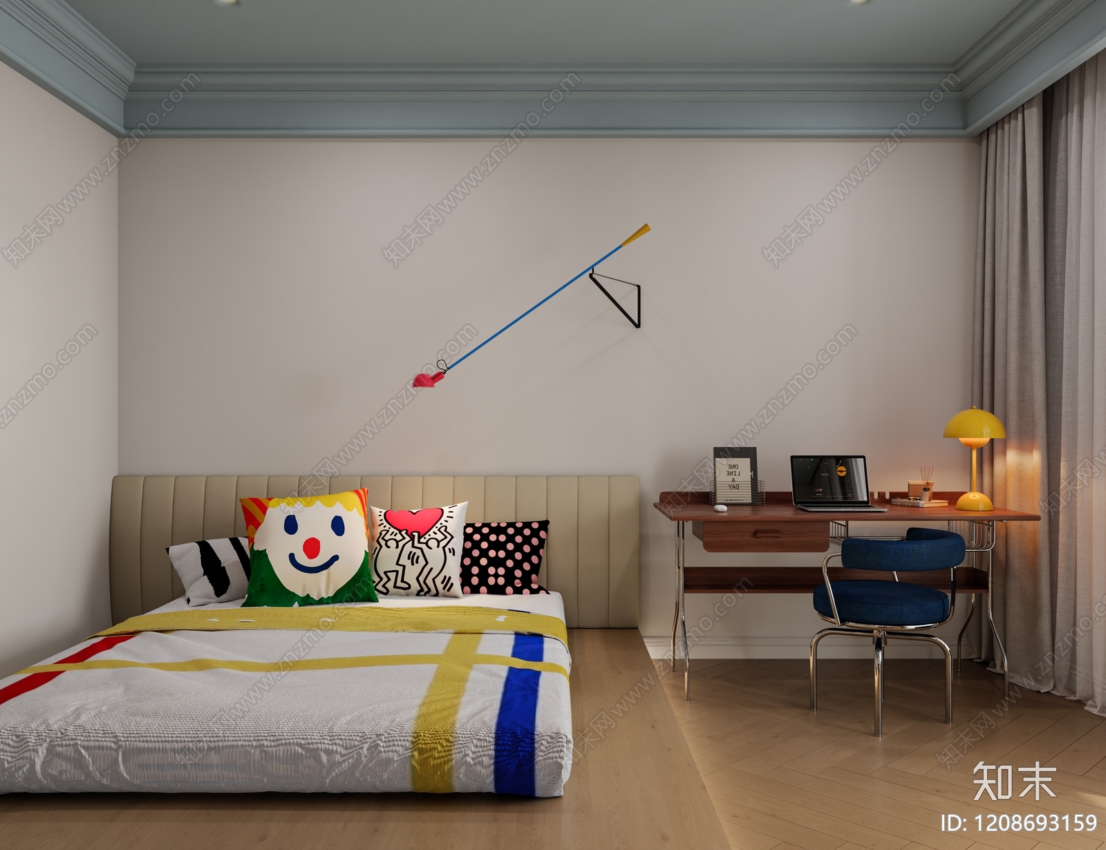 现代简约（结合波普艺术元素）男孩房3D模型下载【ID:1208693159】