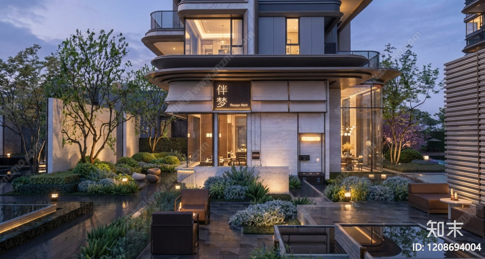 现代小区景观SU模型下载【ID:1208694004】