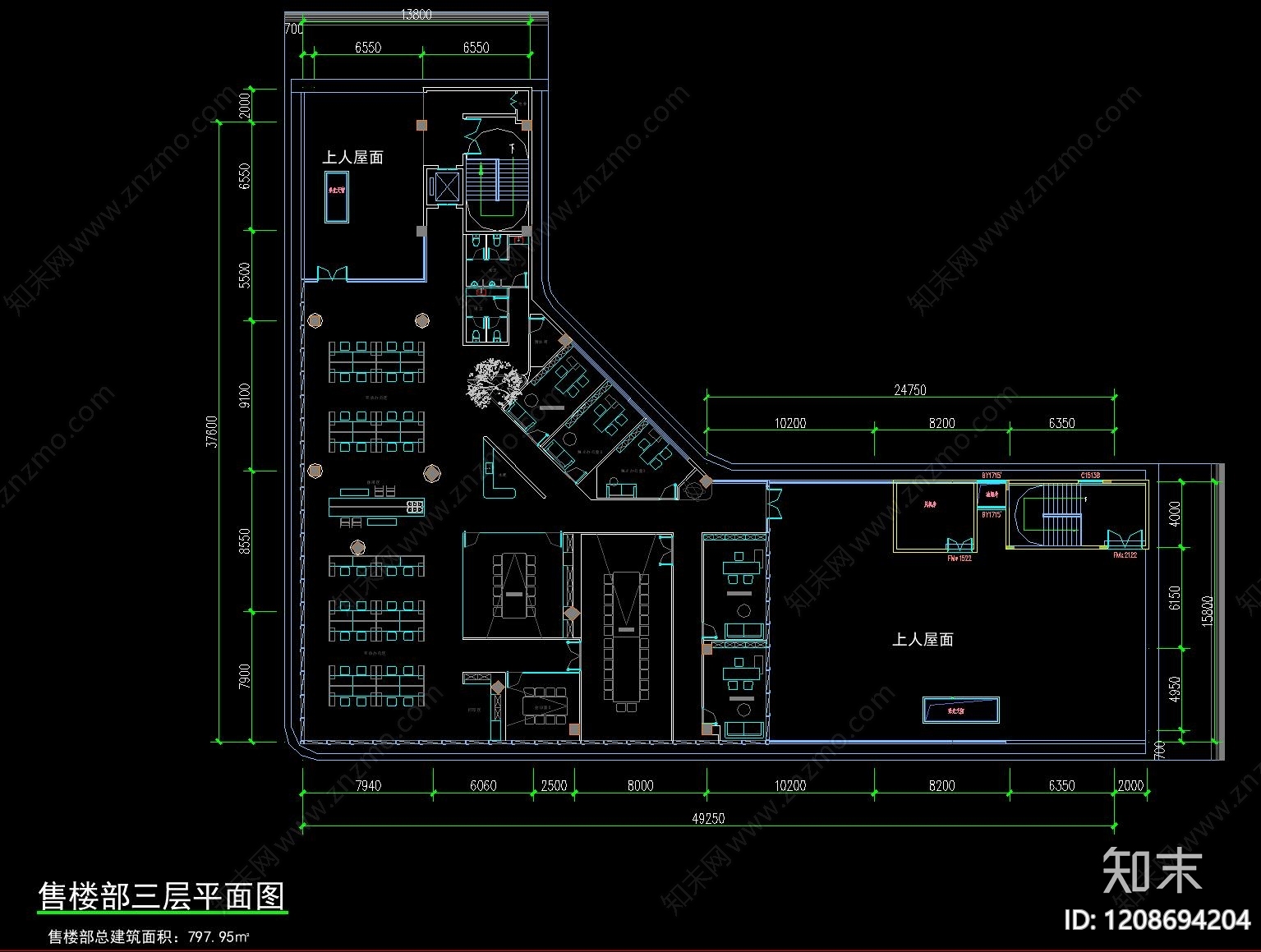 现代轻奢售楼处cad施工图下载【ID:1208694204】