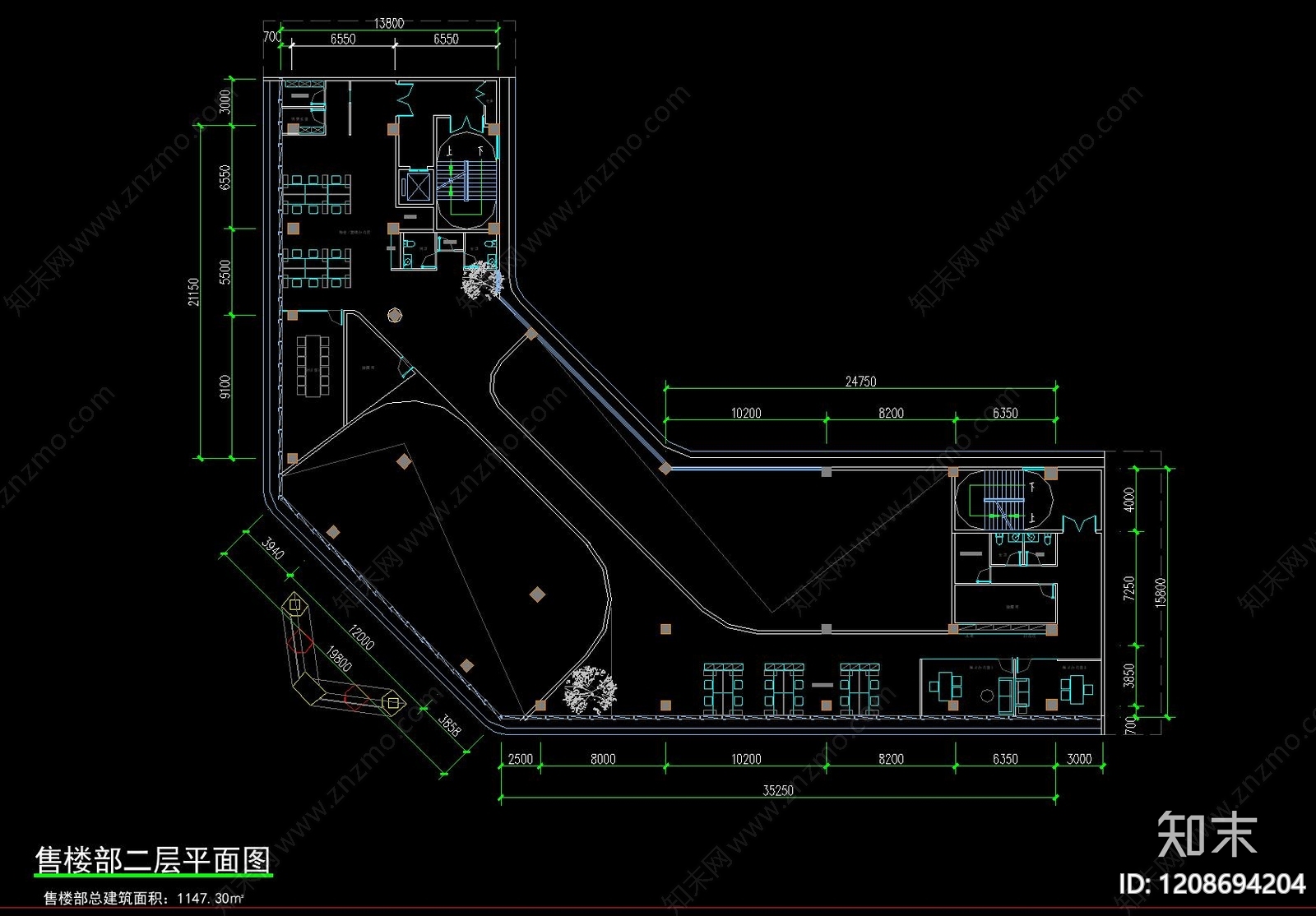 现代轻奢售楼处cad施工图下载【ID:1208694204】
