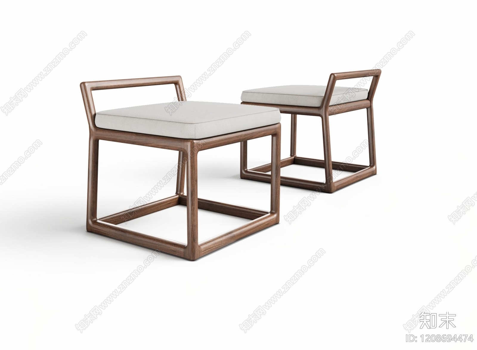 新中式沙发凳3D模型下载【ID:1208694474】