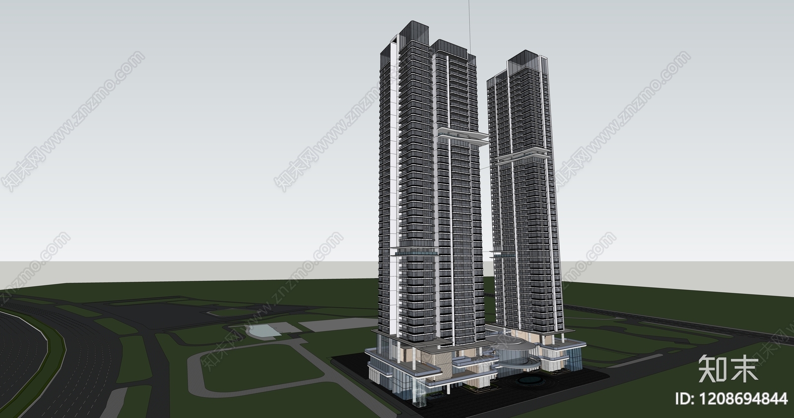 现代高层住宅SU模型下载【ID:1208694844】