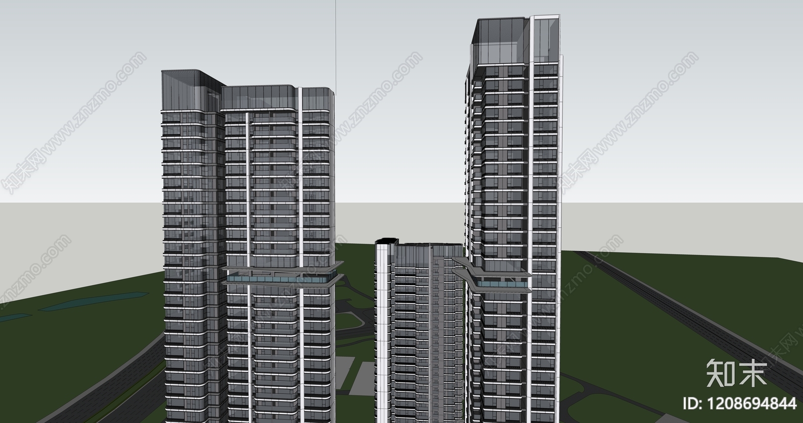 现代高层住宅SU模型下载【ID:1208694844】