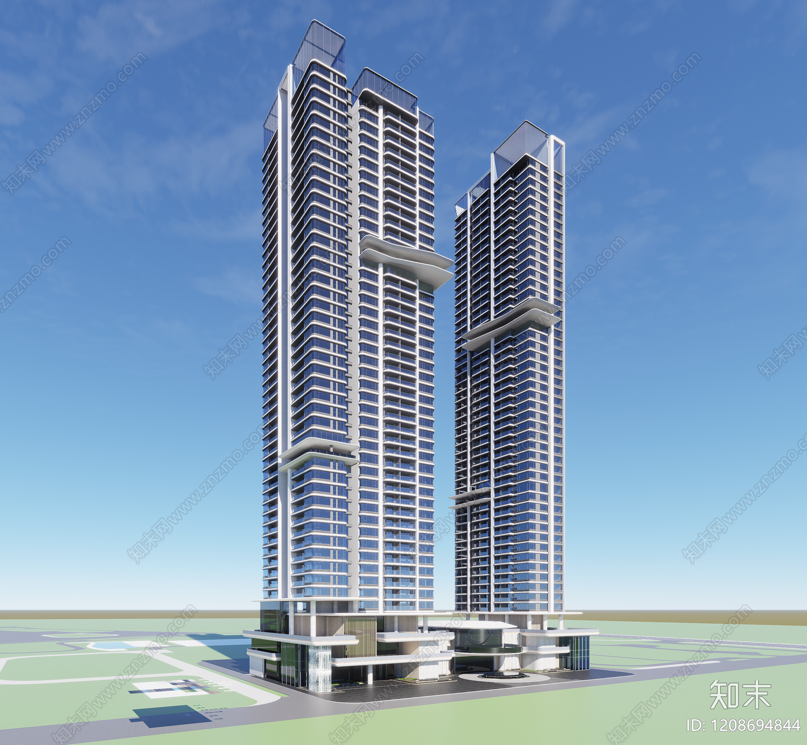 现代高层住宅SU模型下载【ID:1208694844】