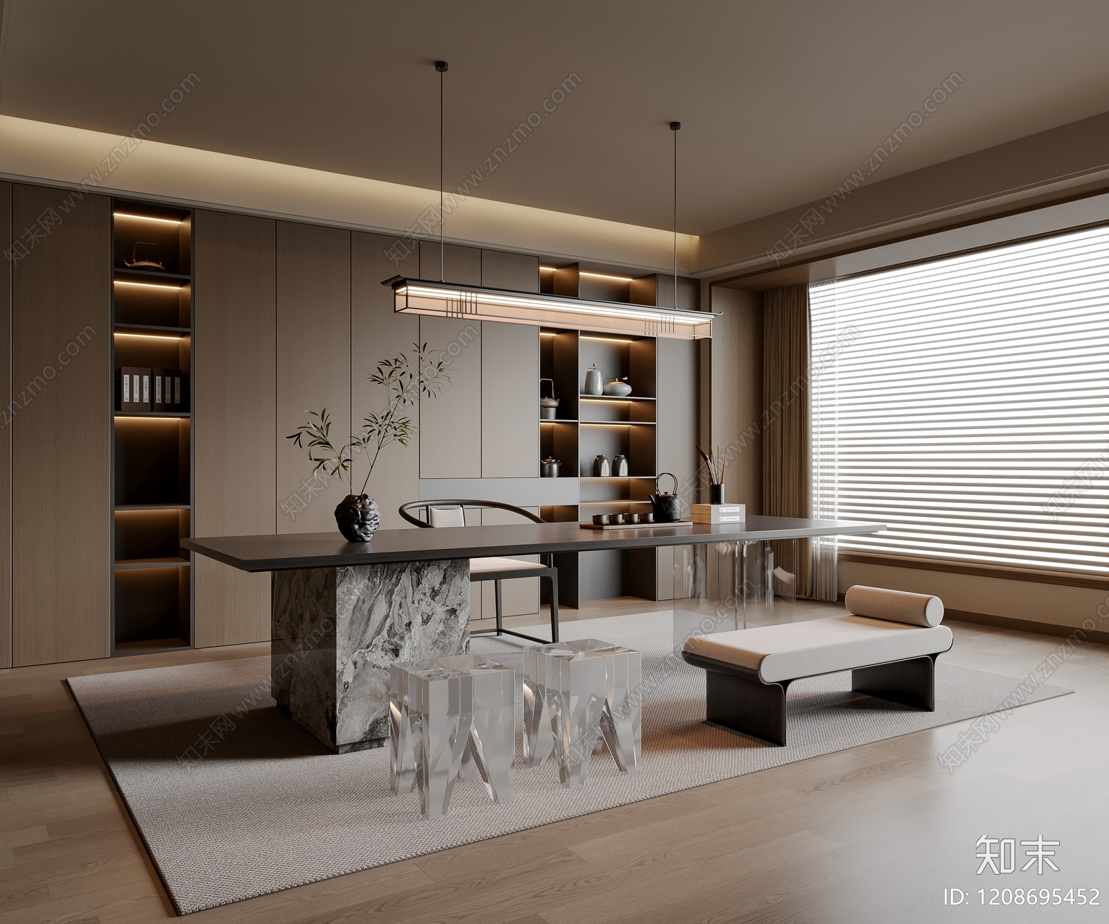 新中式中式茶室SU模型下载【ID:1208695452】
