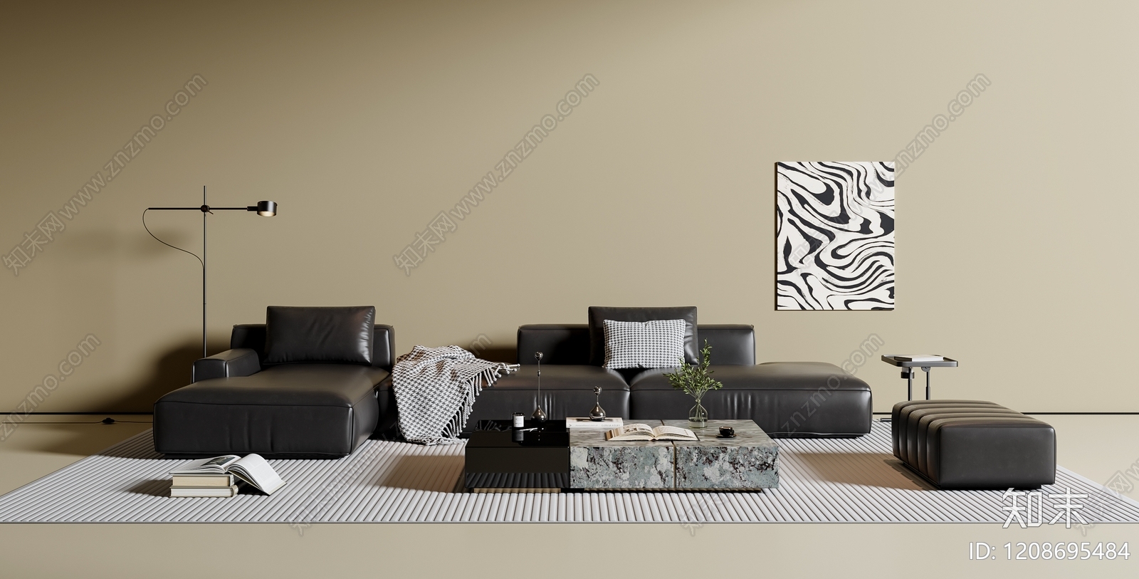 极简转角沙发3D模型下载【ID:1208695484】