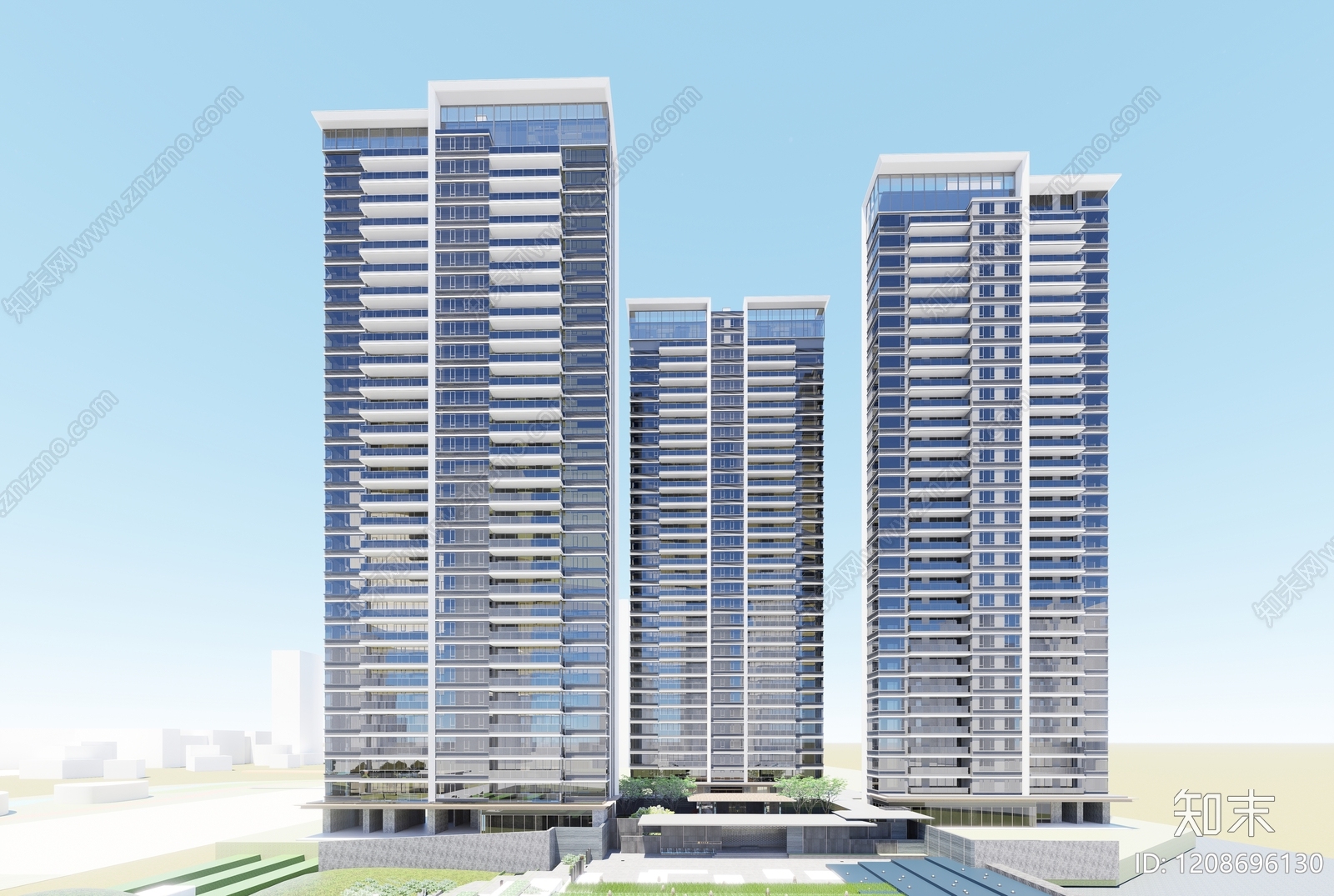 现代高层住宅SU模型下载【ID:1208696130】