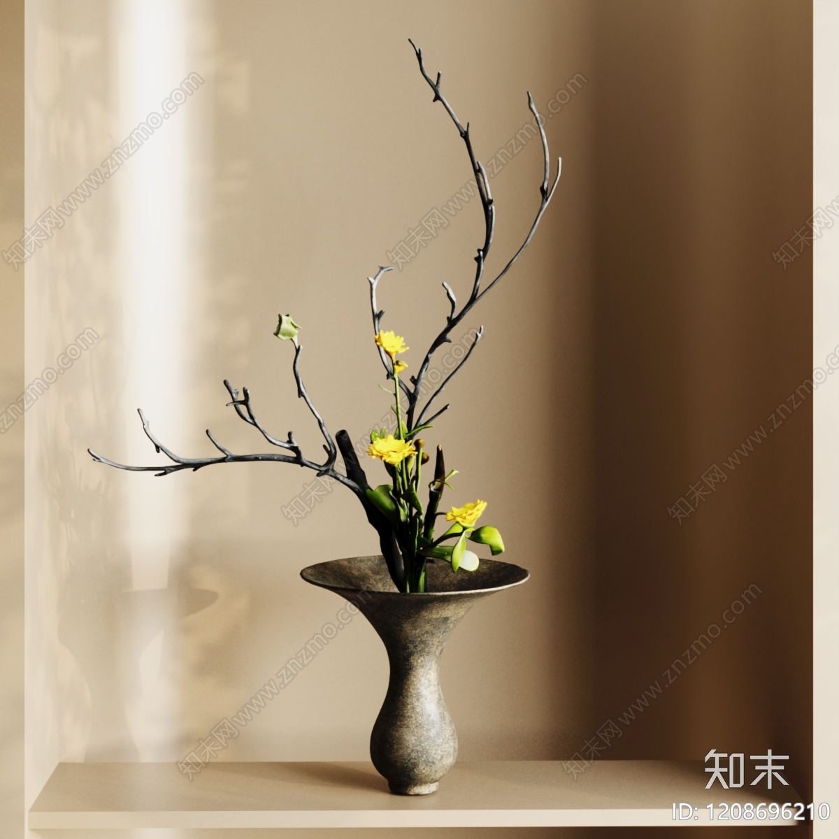 新中式侘寂花艺SU模型下载【ID:1208696210】