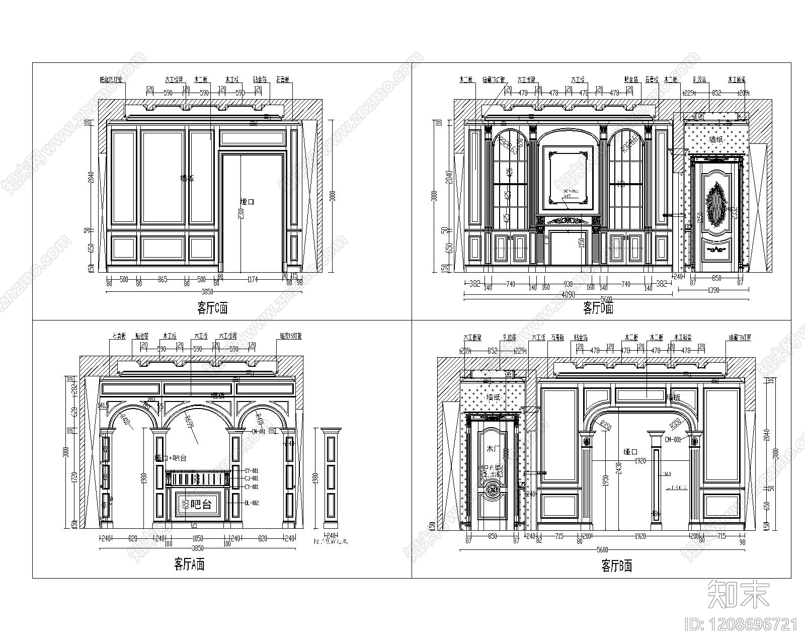 展览展厅家具施工图下载【ID:1208696721】