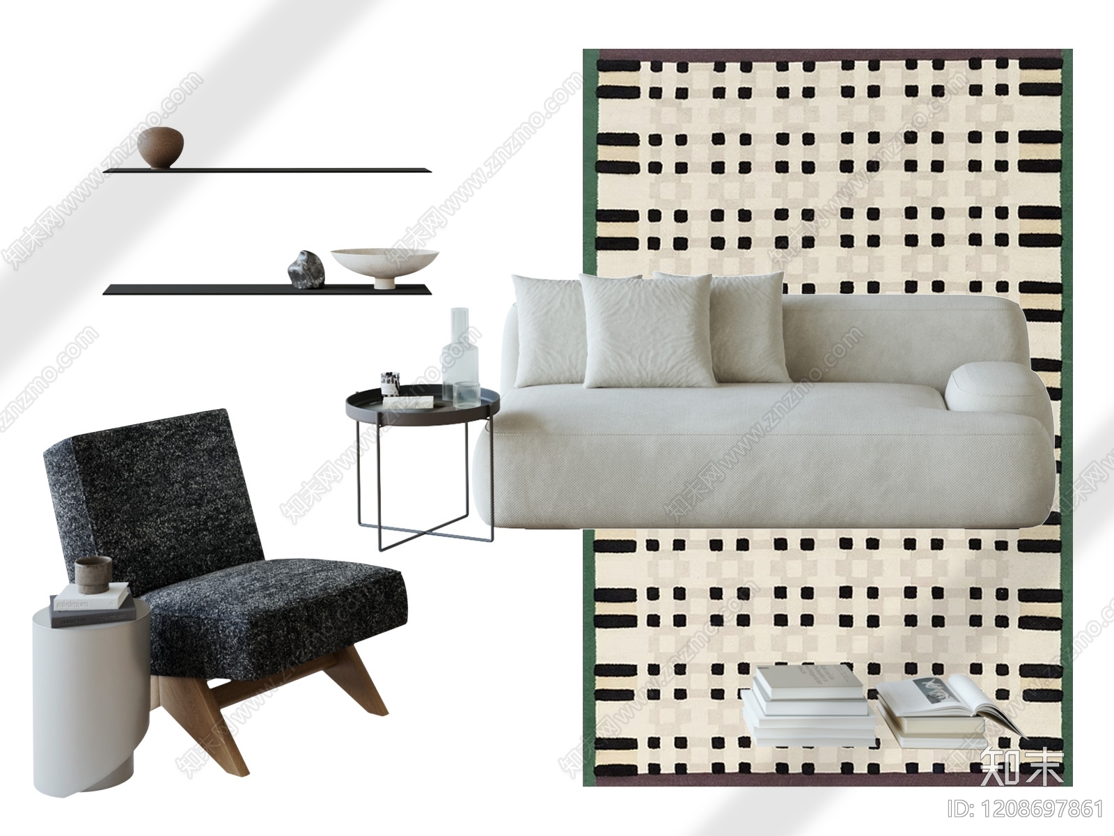 现代简约沙发组合3D模型下载【ID:1208697861】