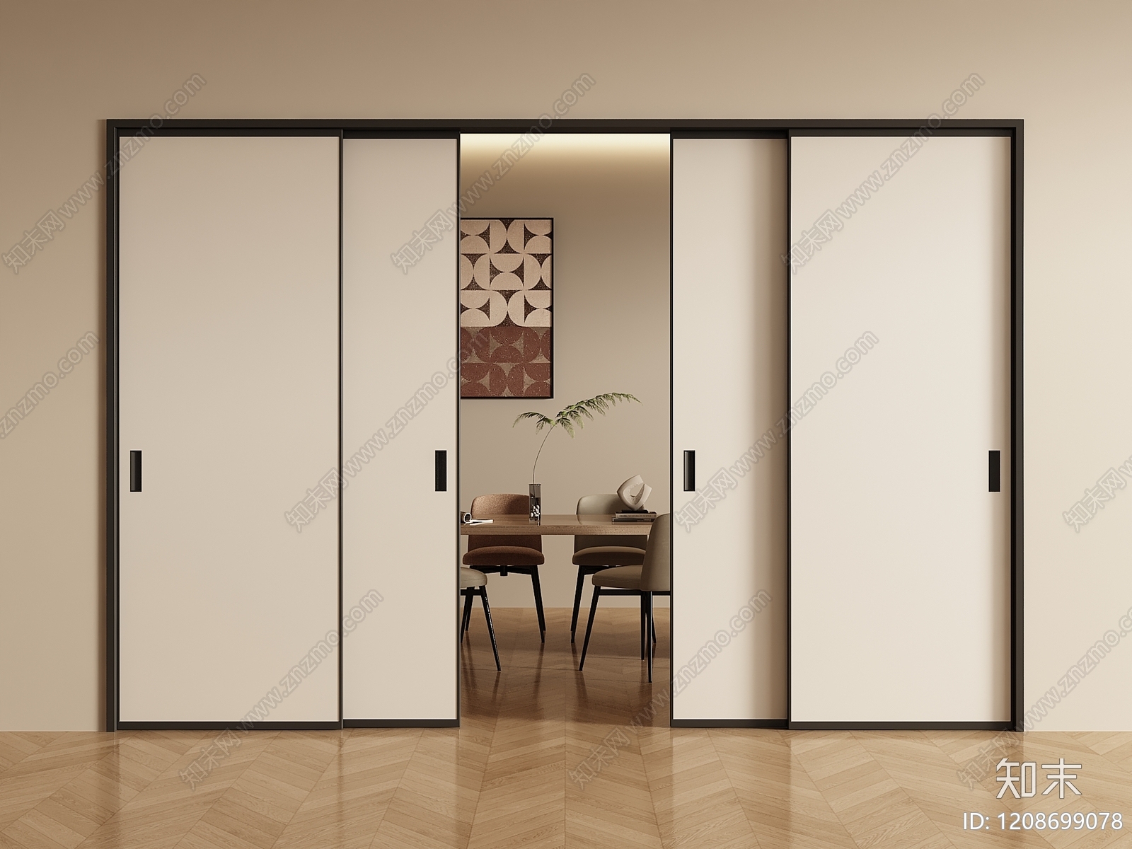 现代推拉门SU模型下载【ID:1208699078】