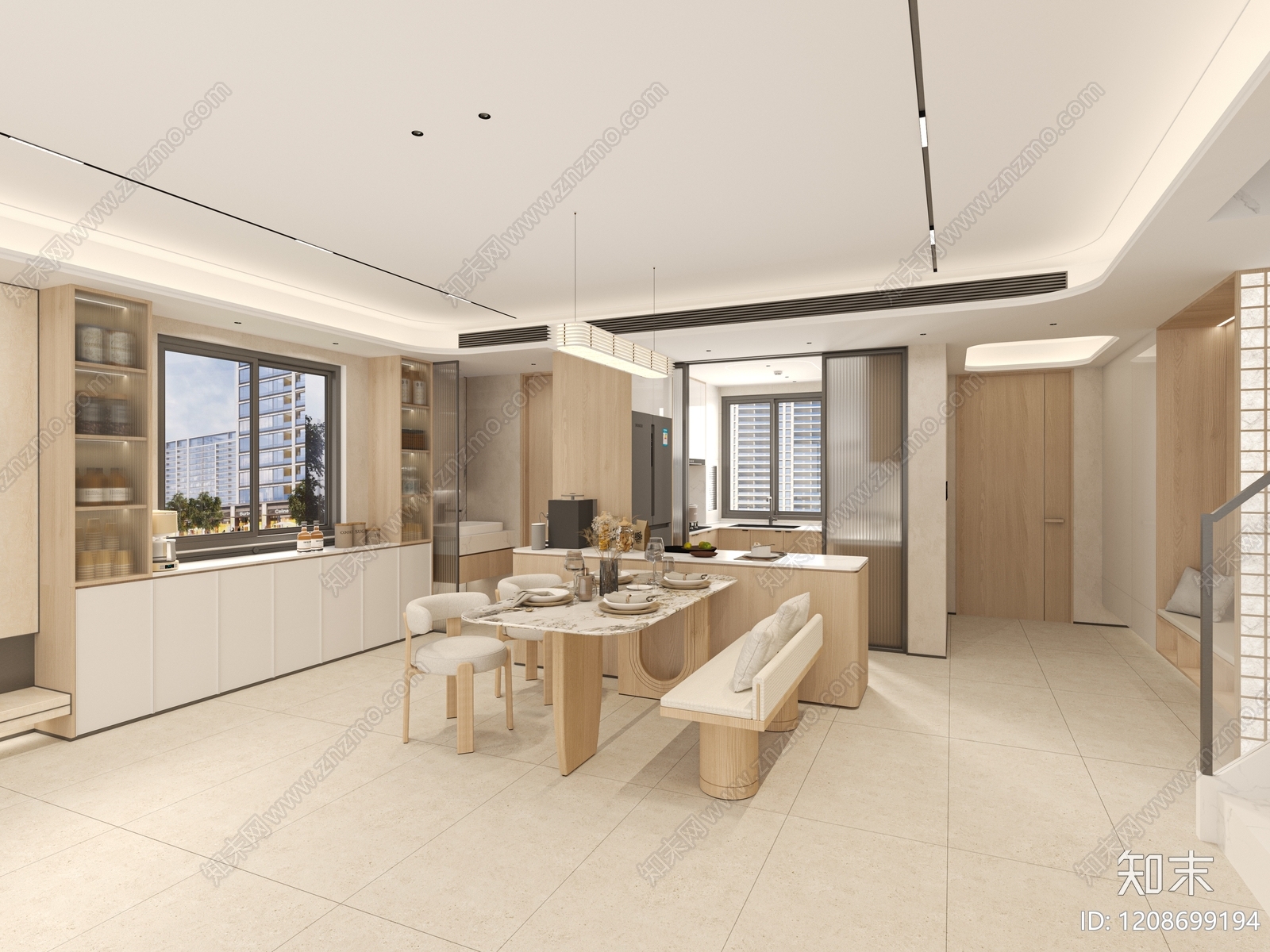 原木简约家居餐厅SU模型下载【ID:1208699194】