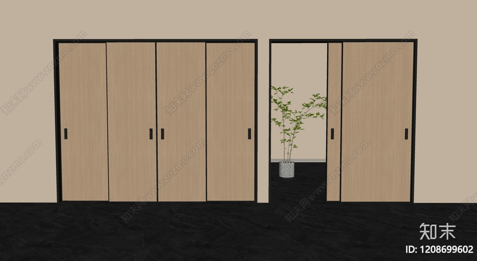 现代推拉门SU模型下载【ID:1208699602】