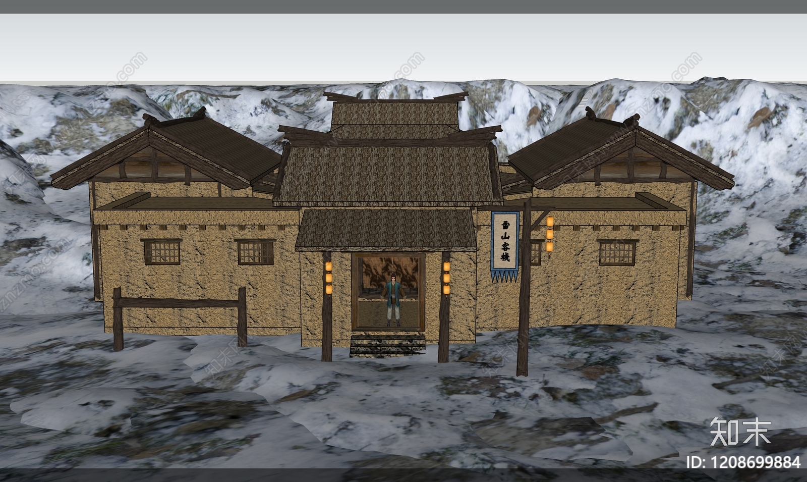 中式风格建筑SU模型下载【ID:1208699884】