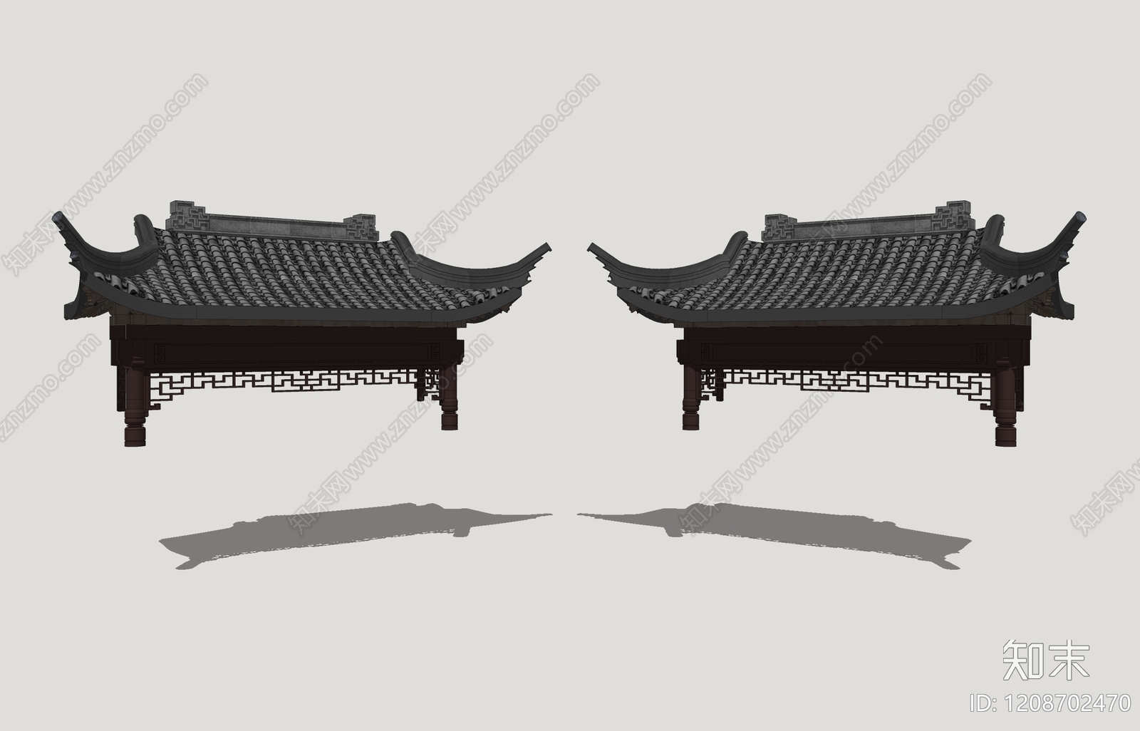 新中式屋檐SU模型下载【ID:1208702470】