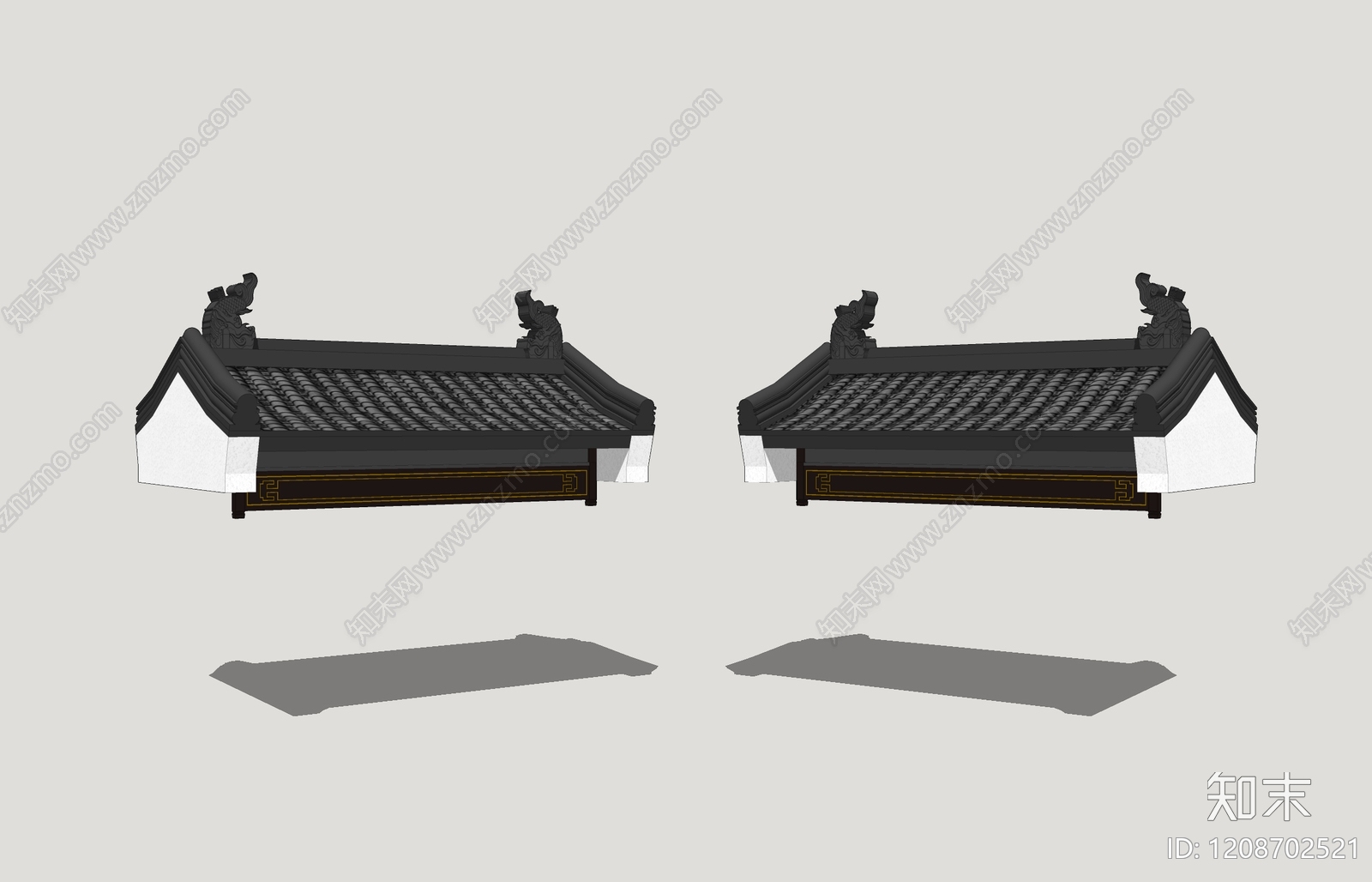 新中式屋檐SU模型下载【ID:1208702521】