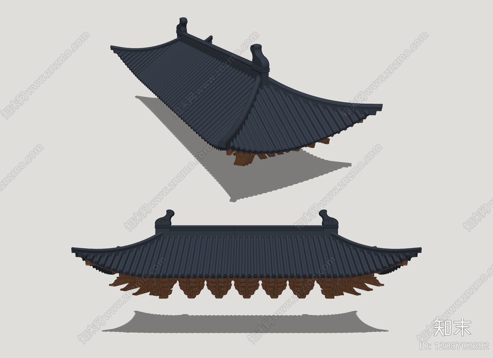 新中式古建筑SU模型下载【ID:1208702602】