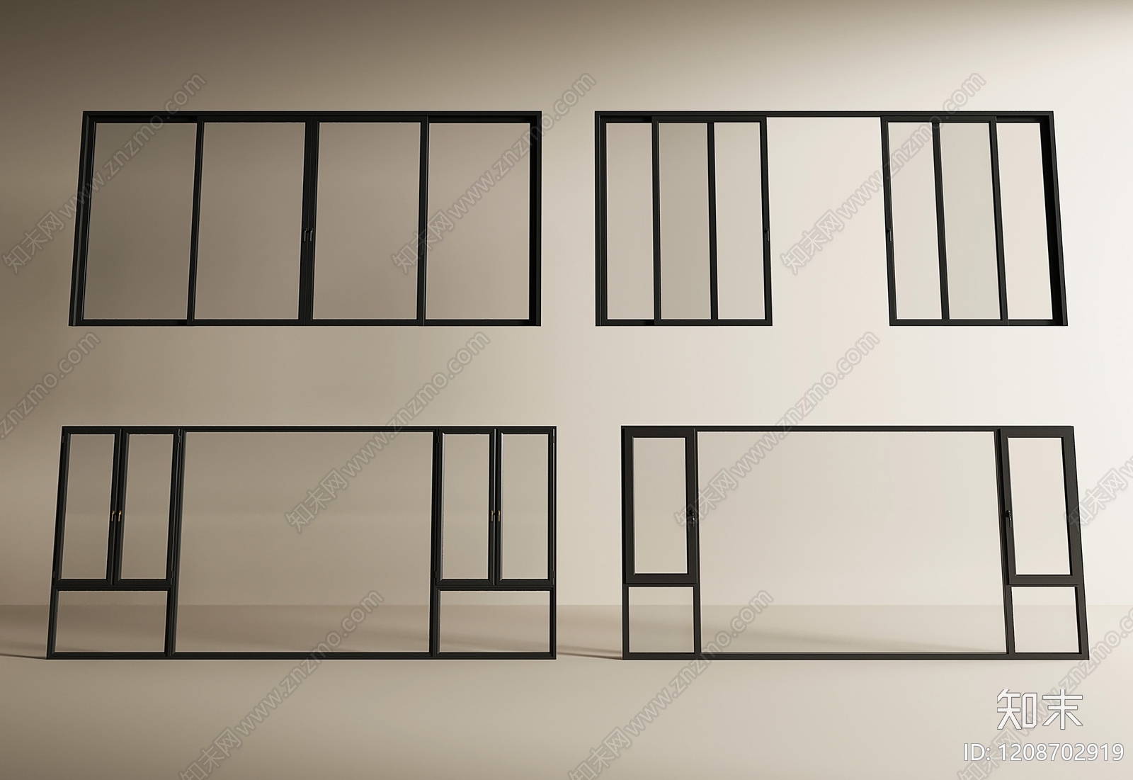 现代落地窗SU模型下载【ID:1208702919】